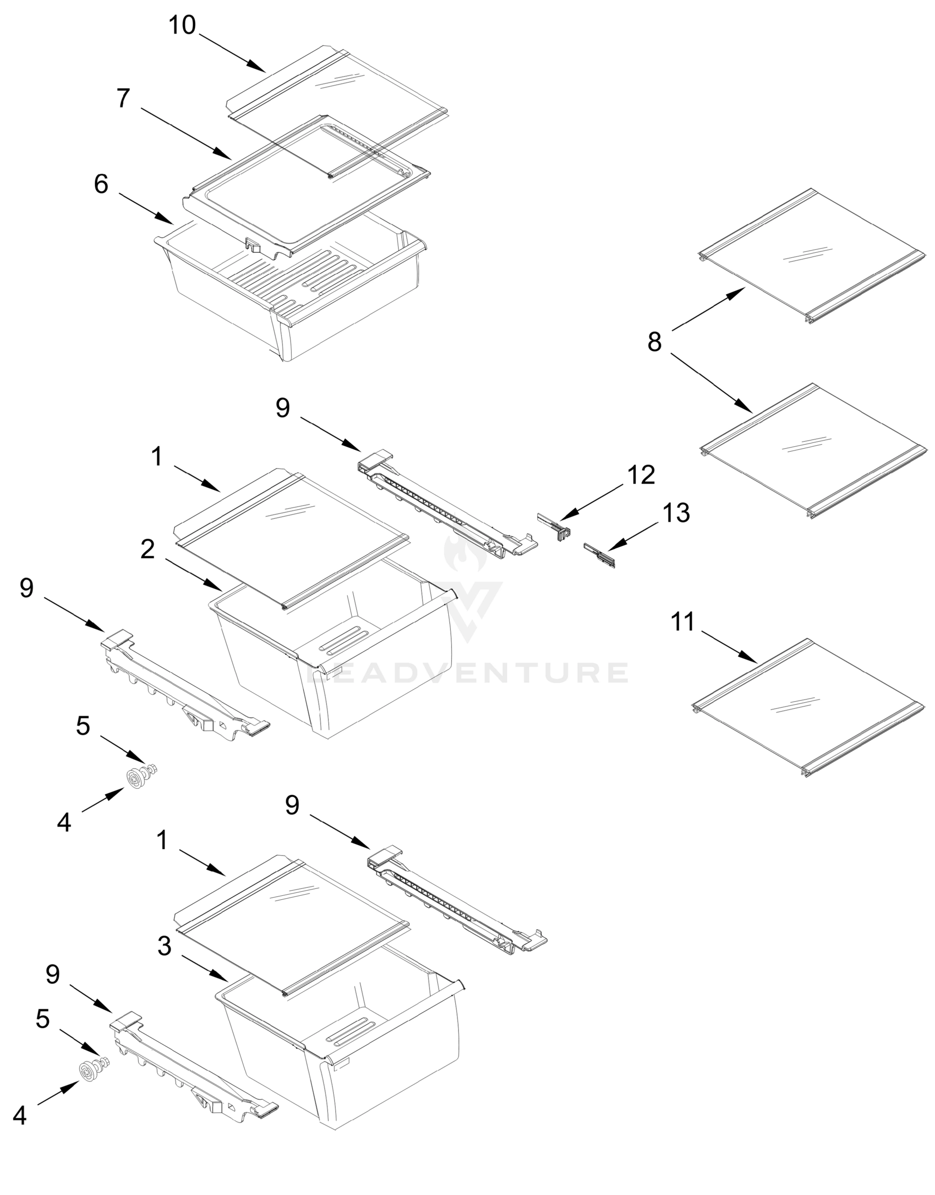 REFRIGERATOR SHELF PARTS