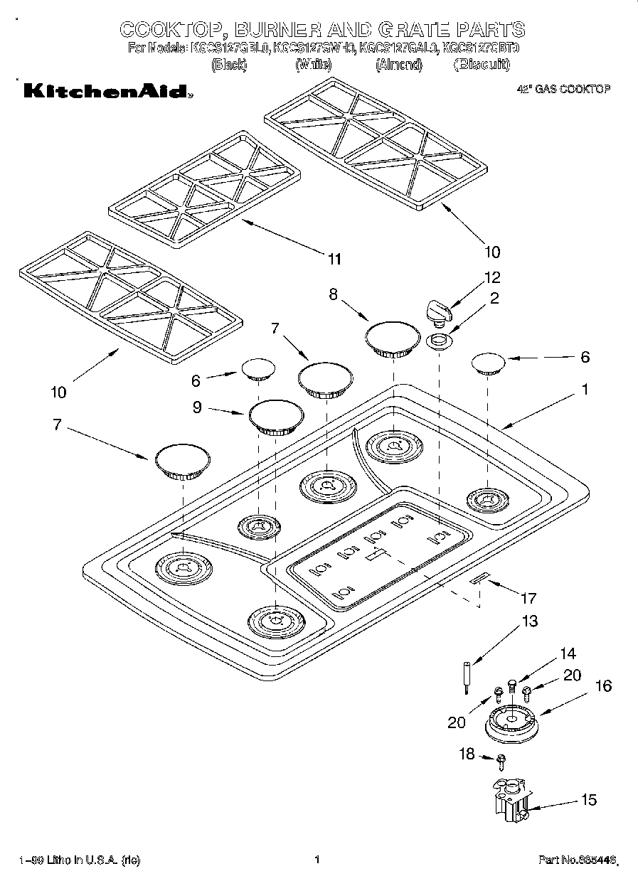 01 - COOKTOP, BURNER AND GRATE PARTS