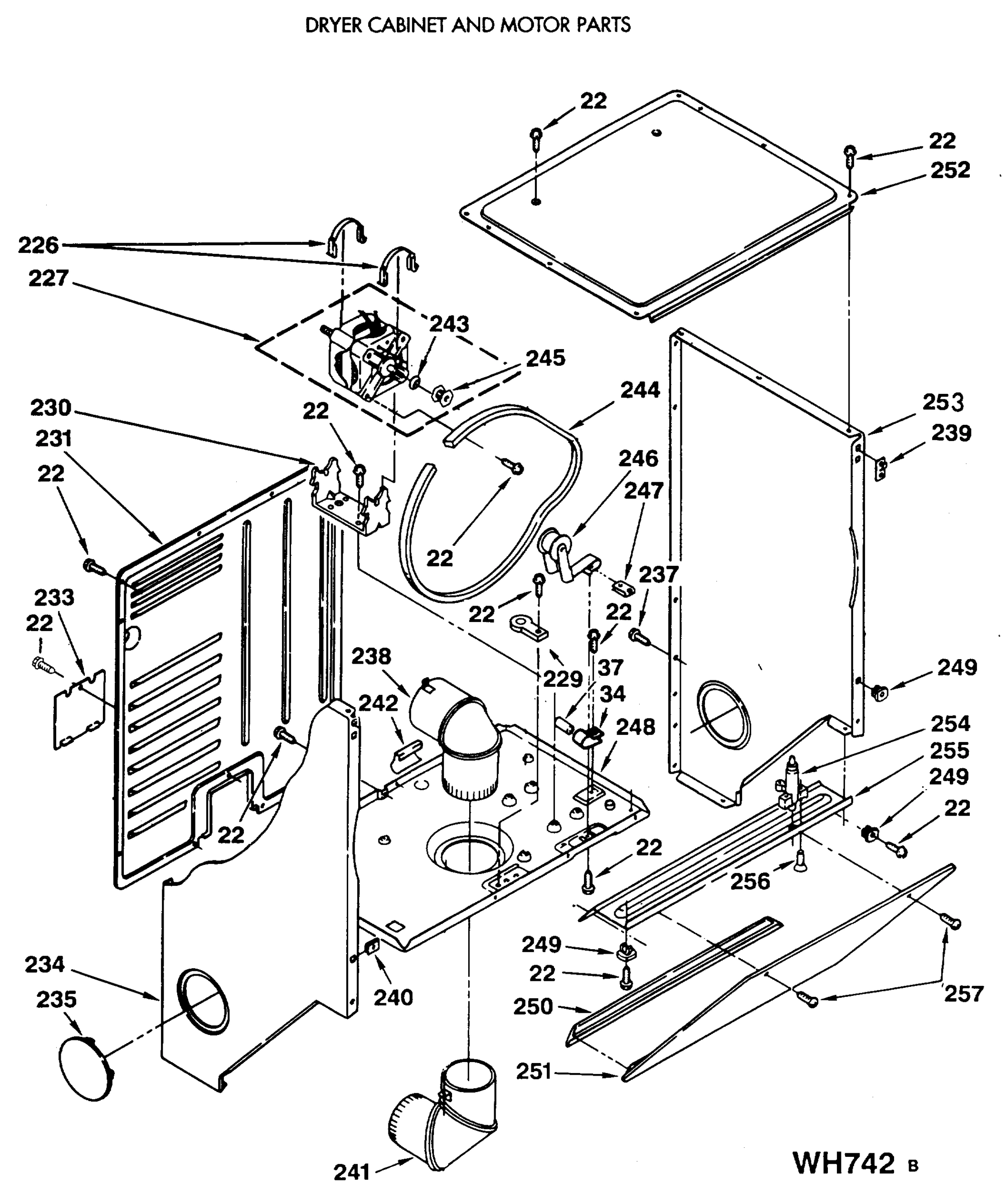 DRYER CABINET AND MOTOR PARTS