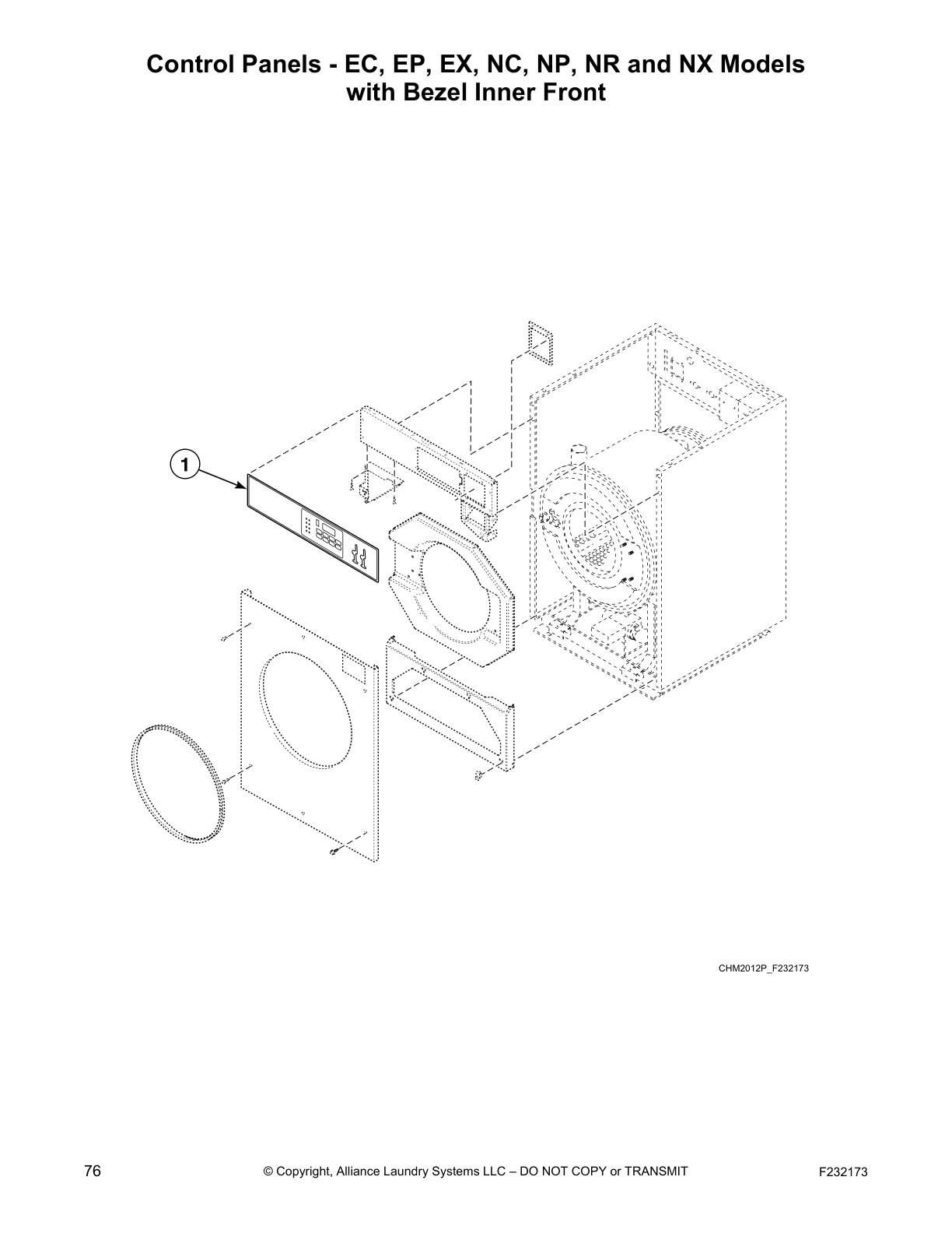 Control Panels - EC, EP, EX, NC, NP, NR and NX Models 
with Bezel Inner Front