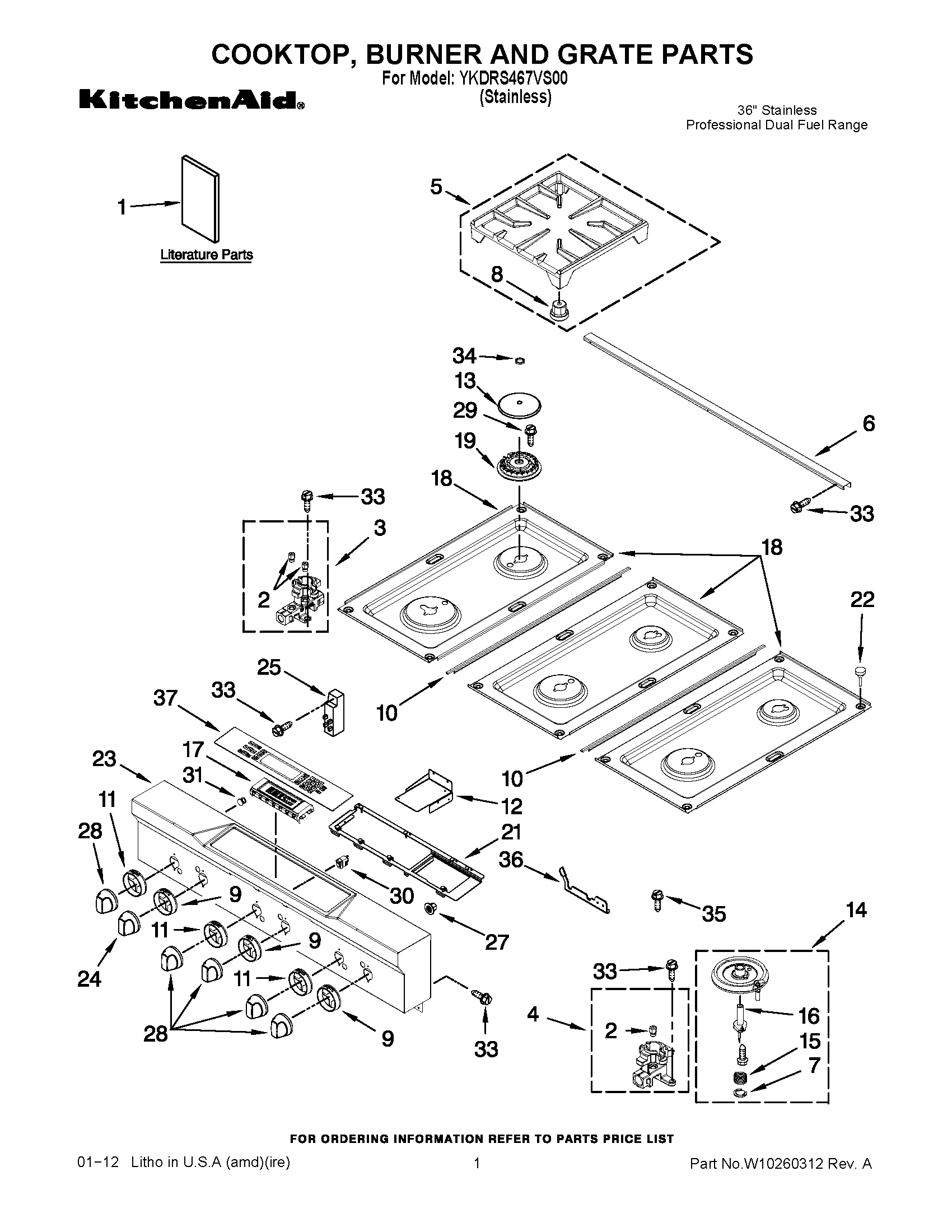 01 - COOKTOP, BURNER AND GRATE PARTS