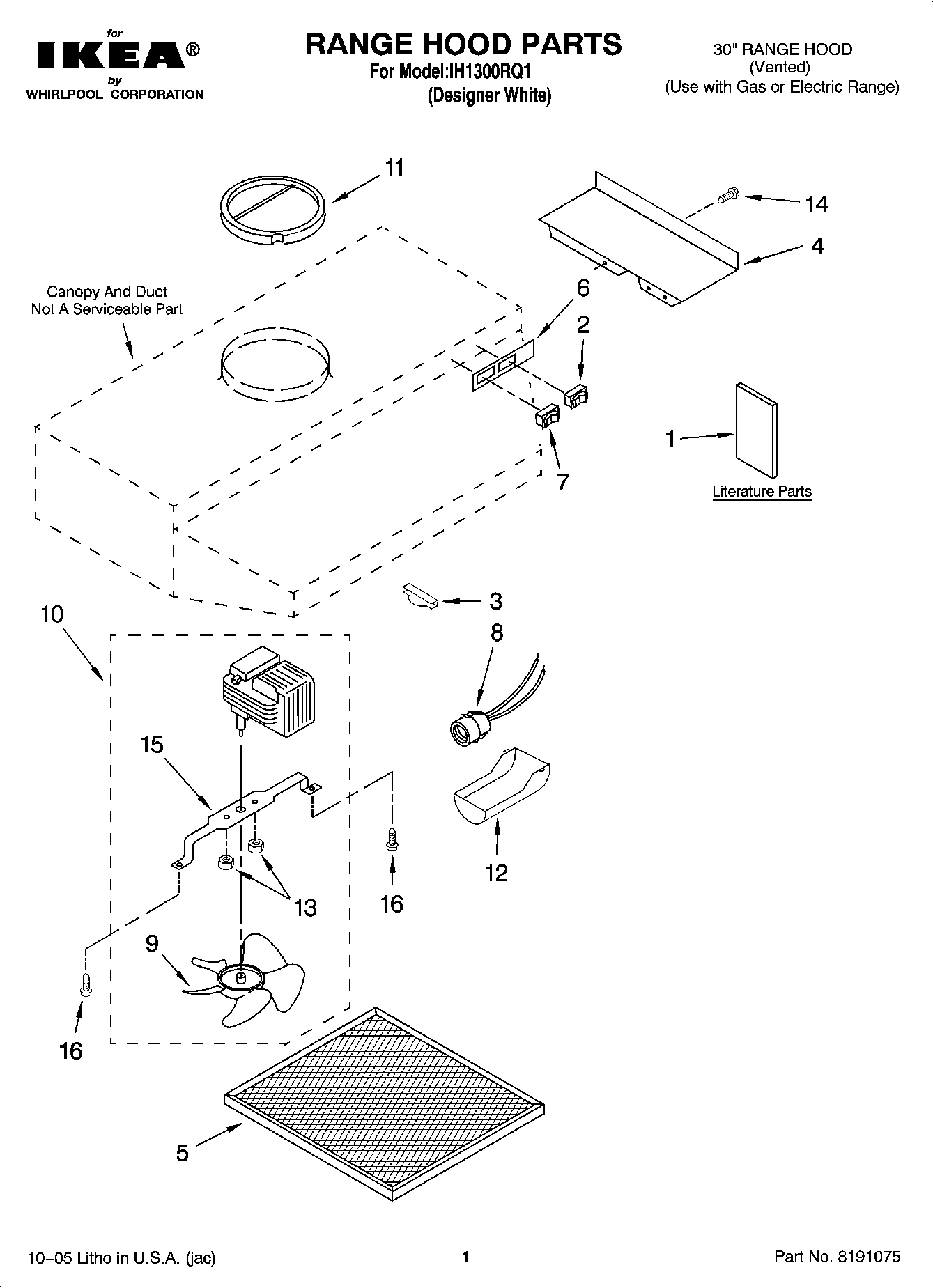 01 - RANGE HOOD PARTS