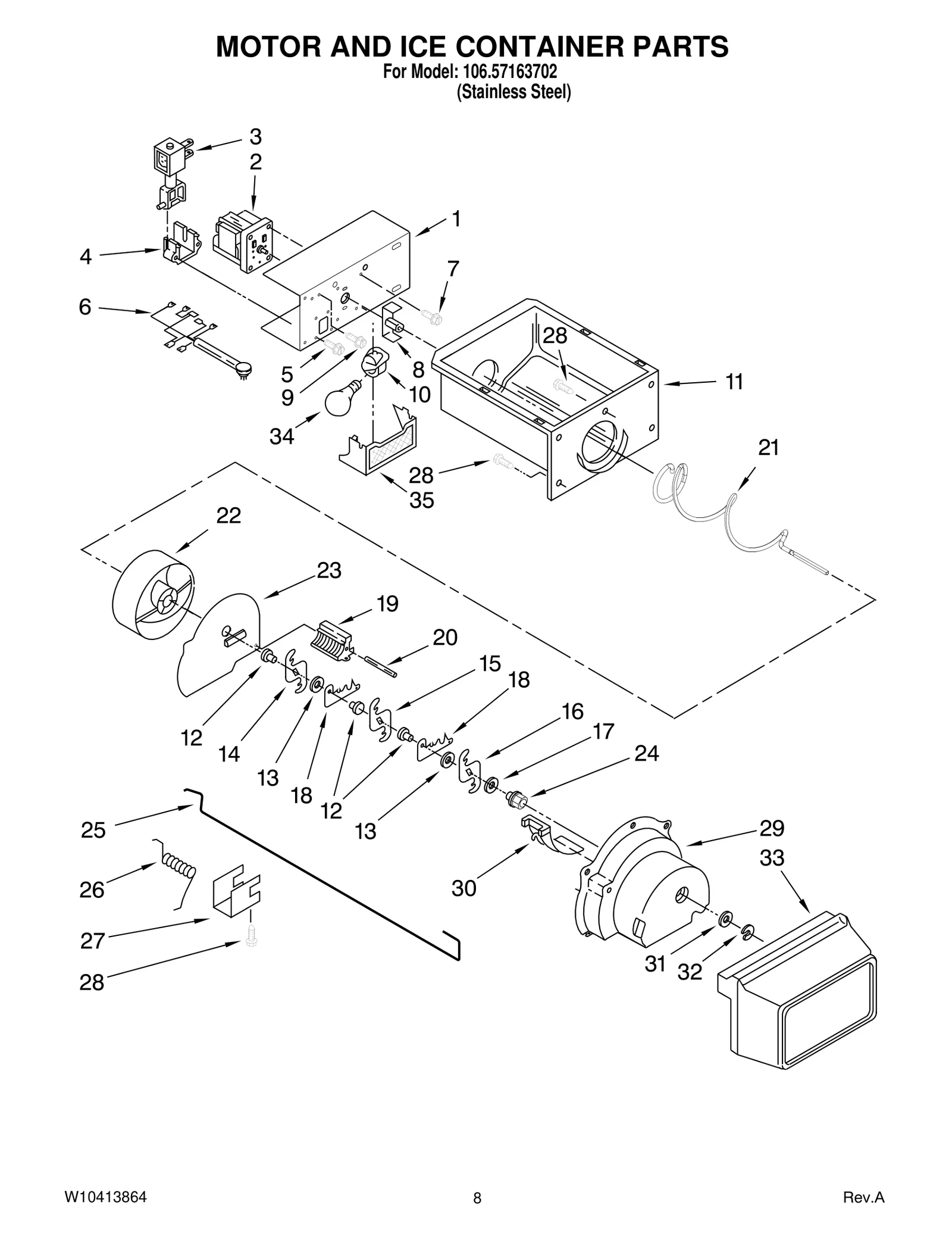 MOTOR AND ICE CONTAINER PARTS