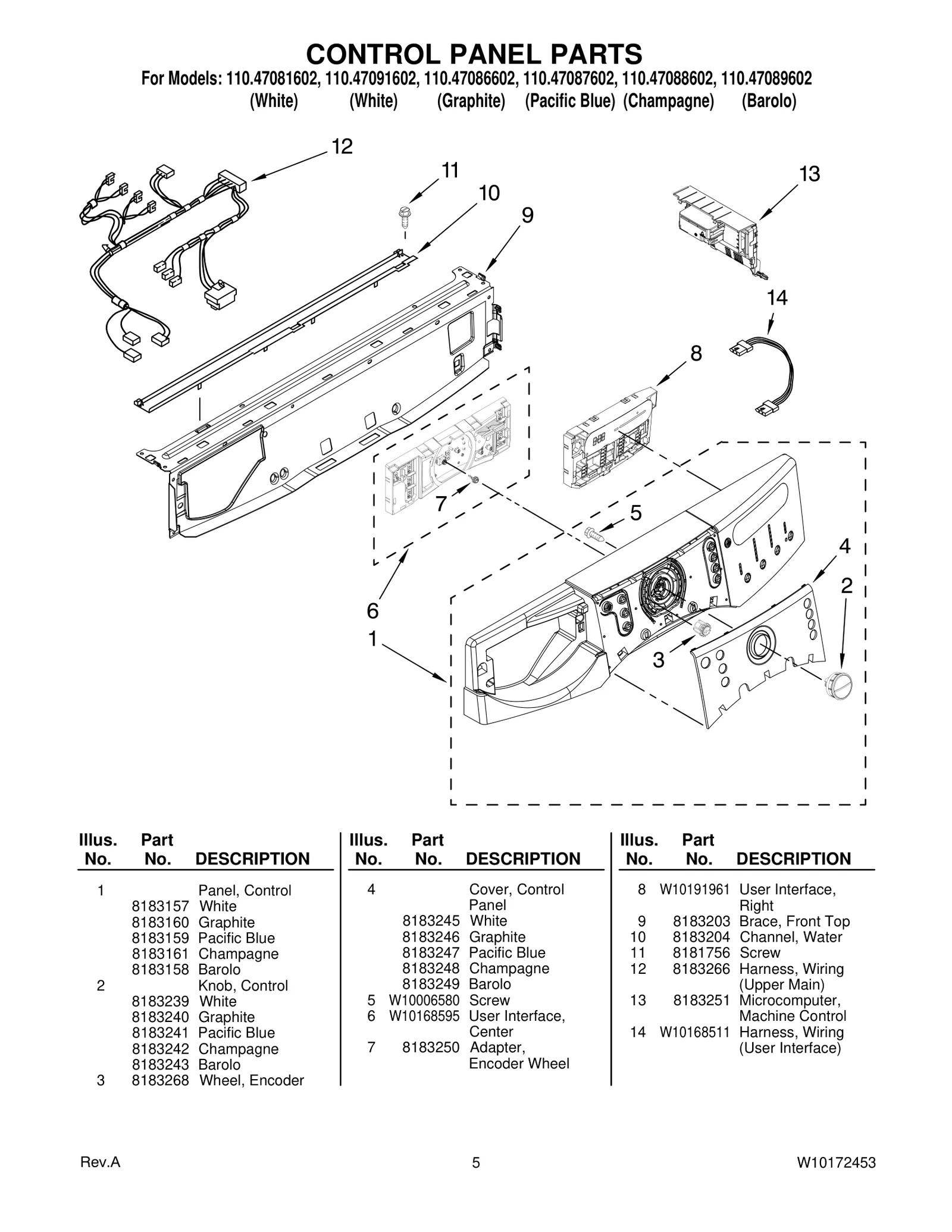 CONTROL PANEL PARTS