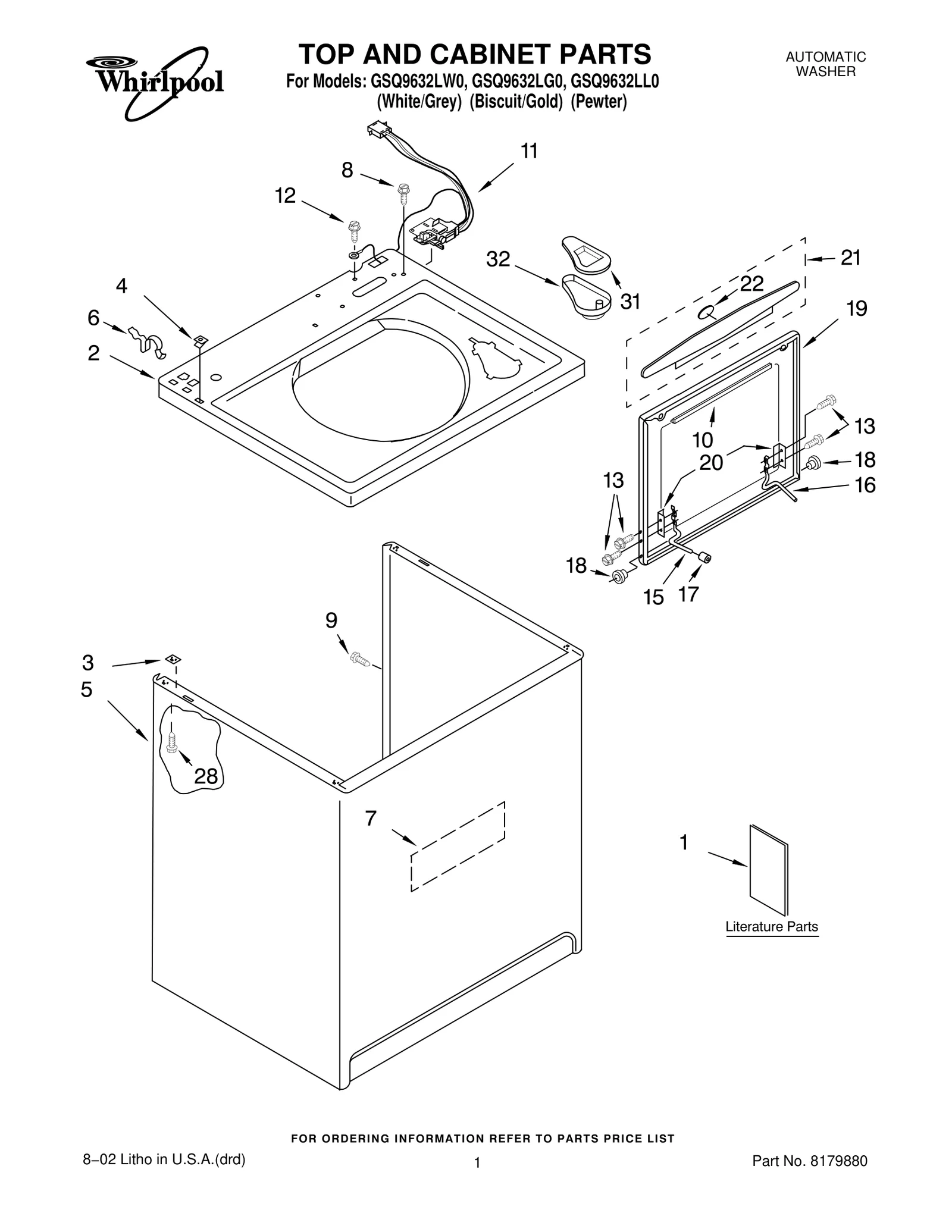TOP AND CABINET PARTS