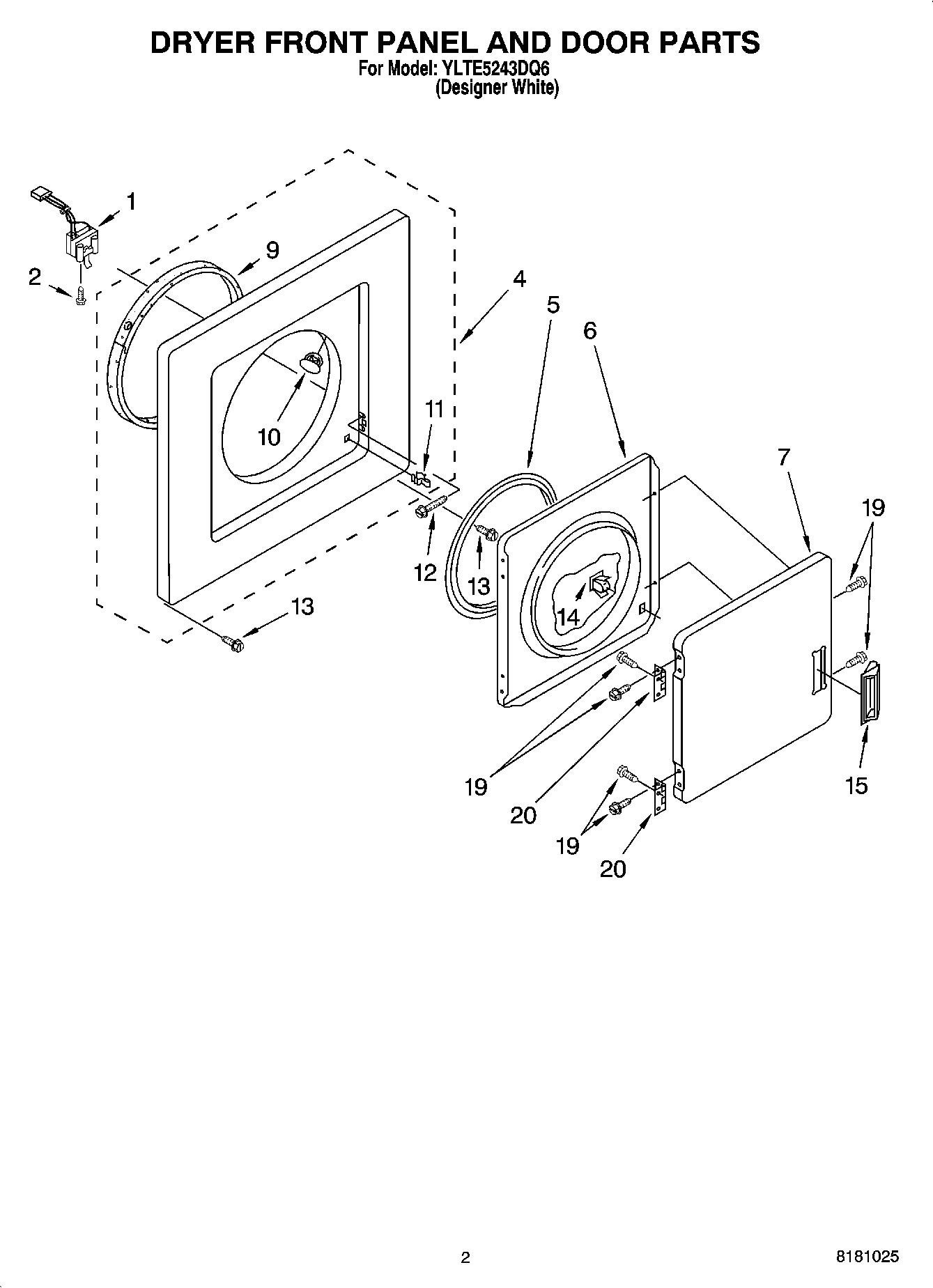 02 - DRYER FRONT PANEL AND DOOR PARTS