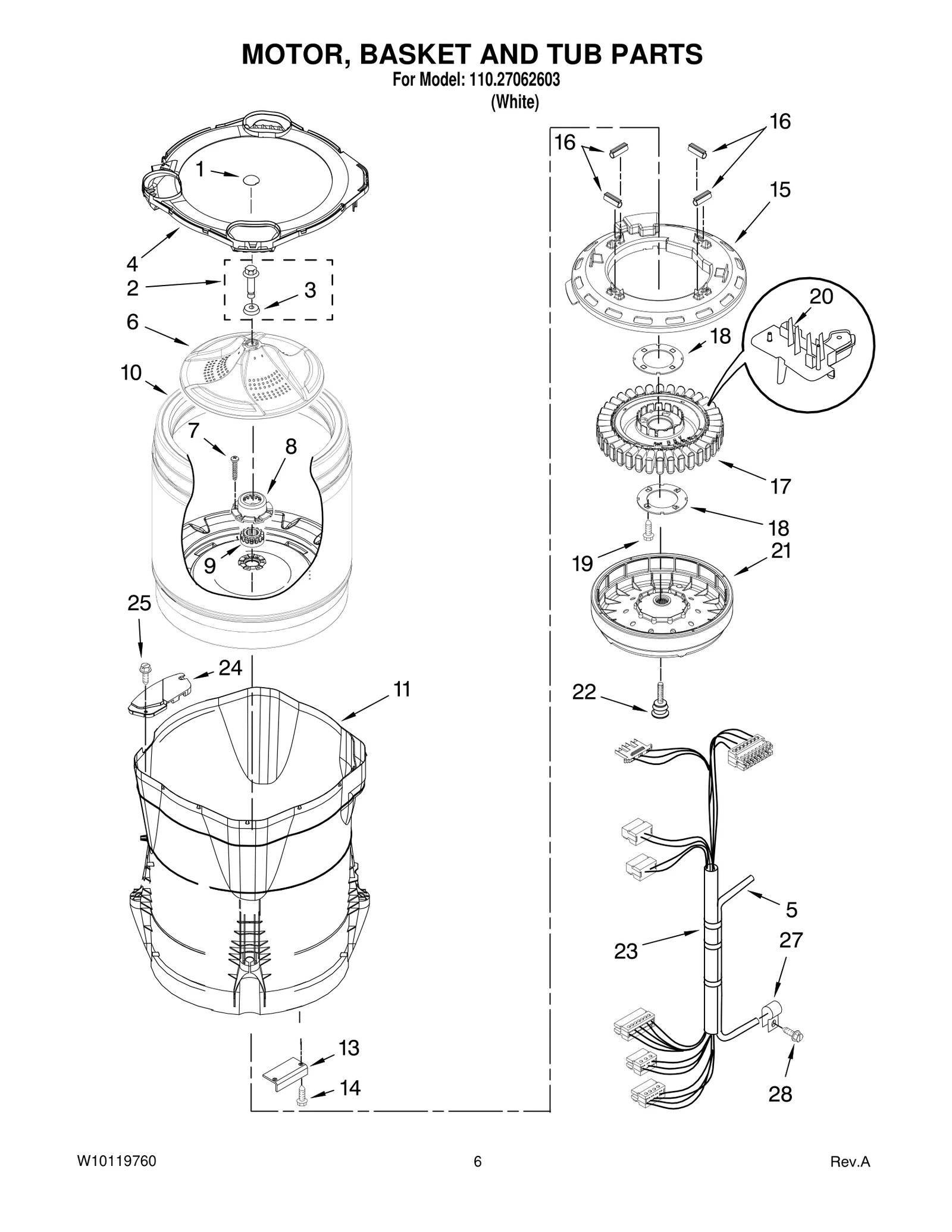 MOTOR, BASKET AND TUB PARTS
