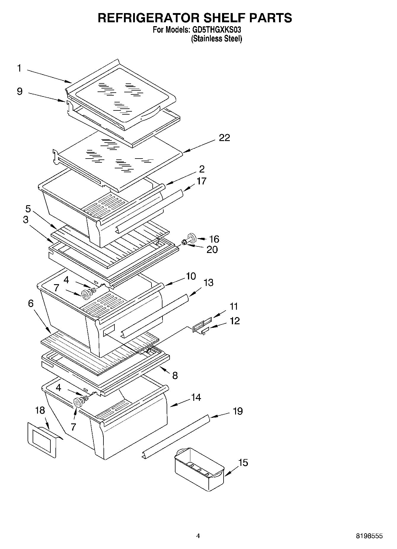 03 - REFRIGERATOR SHELF PARTS