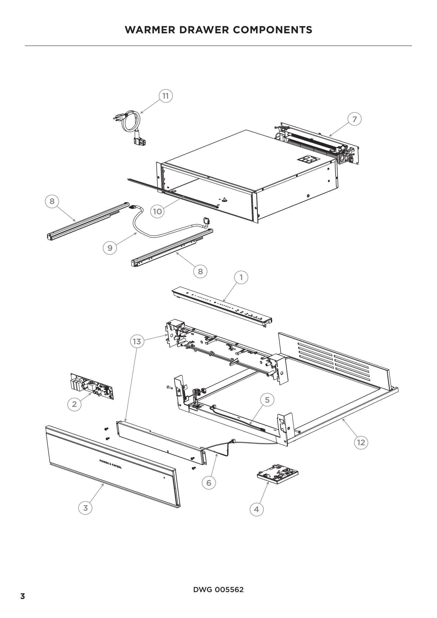 WARMER DRAWER COMPONENTS