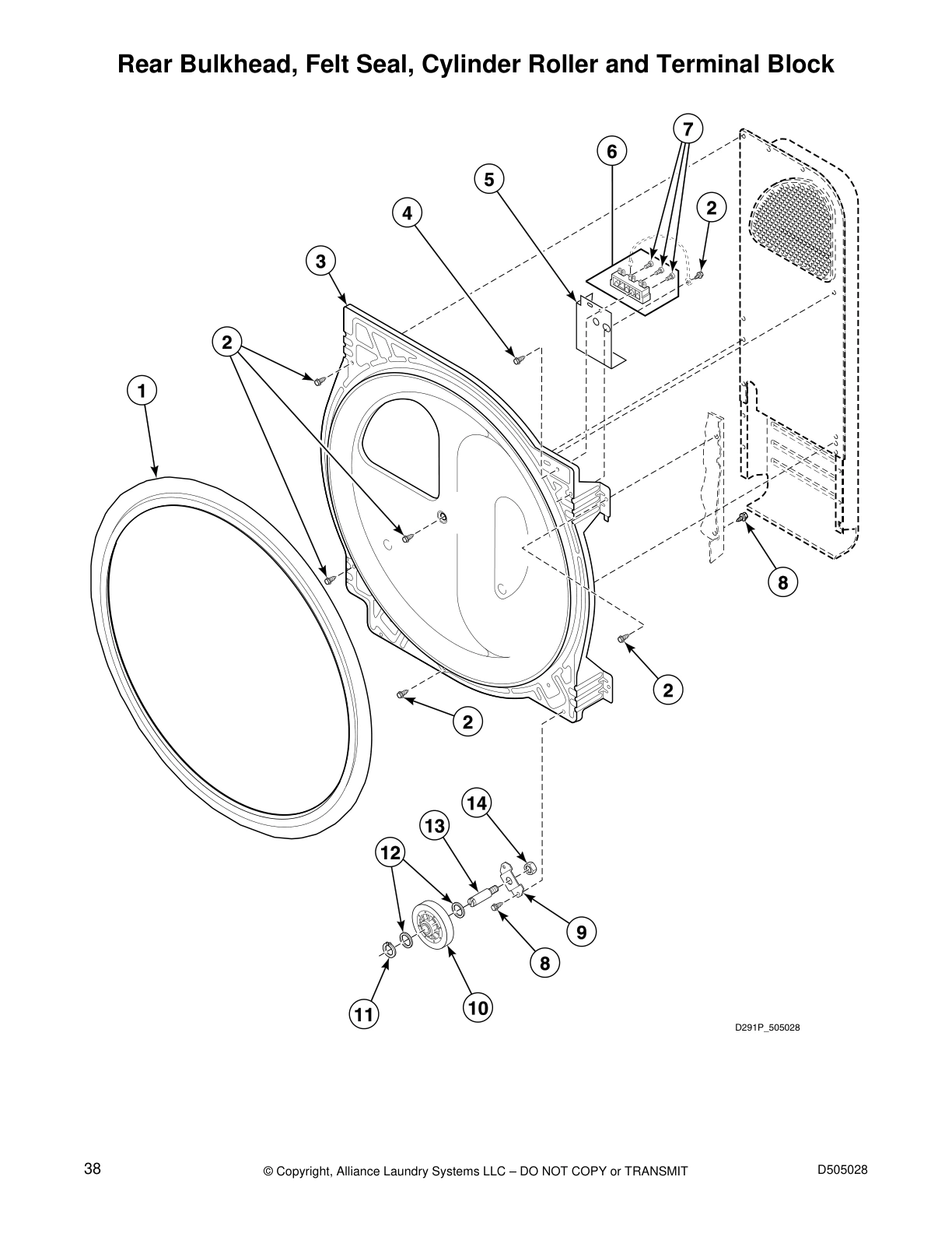 Rear Bulkhead, Felt Seal, Cylinder Roller and Terminal Block