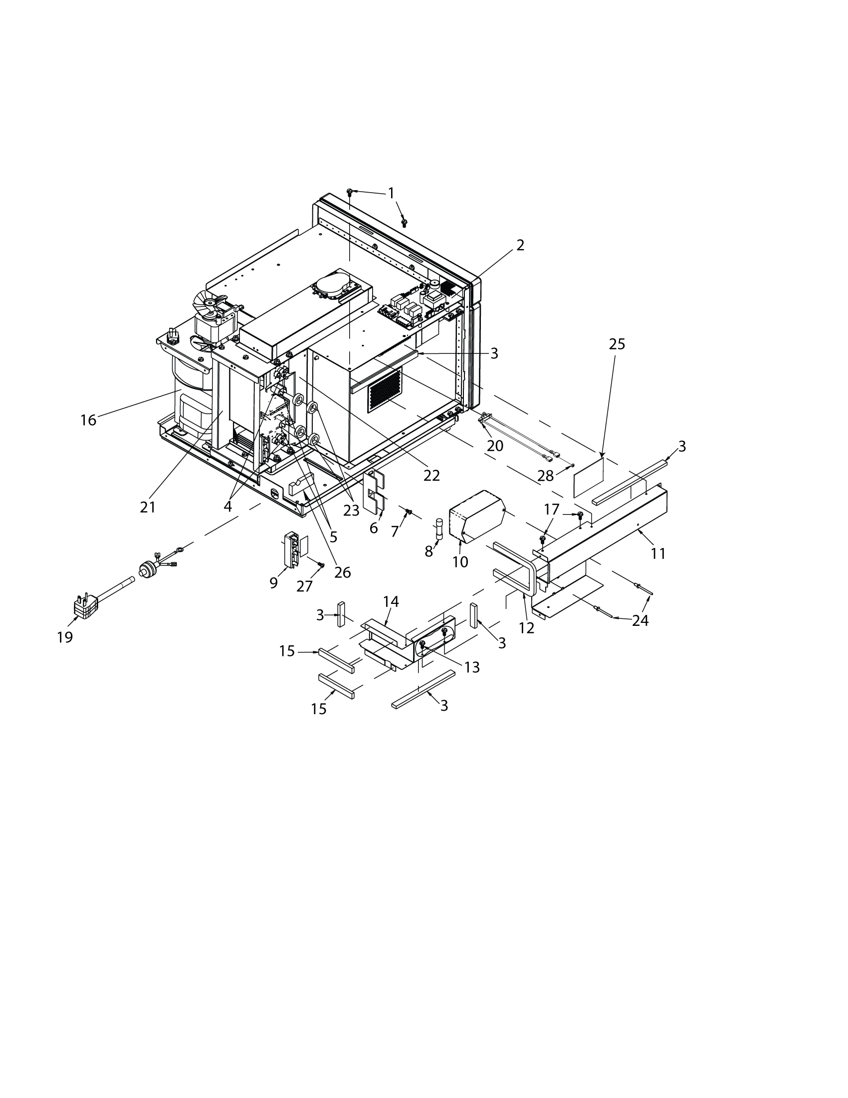 LV / HV CONTROL, MAGNETRONS, DUCTS, FUSE