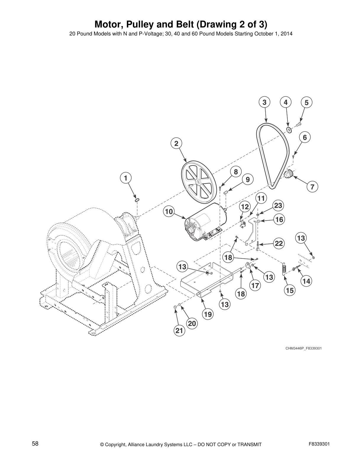 Motor, Pulley and Belt (Drawing 2 of 3)