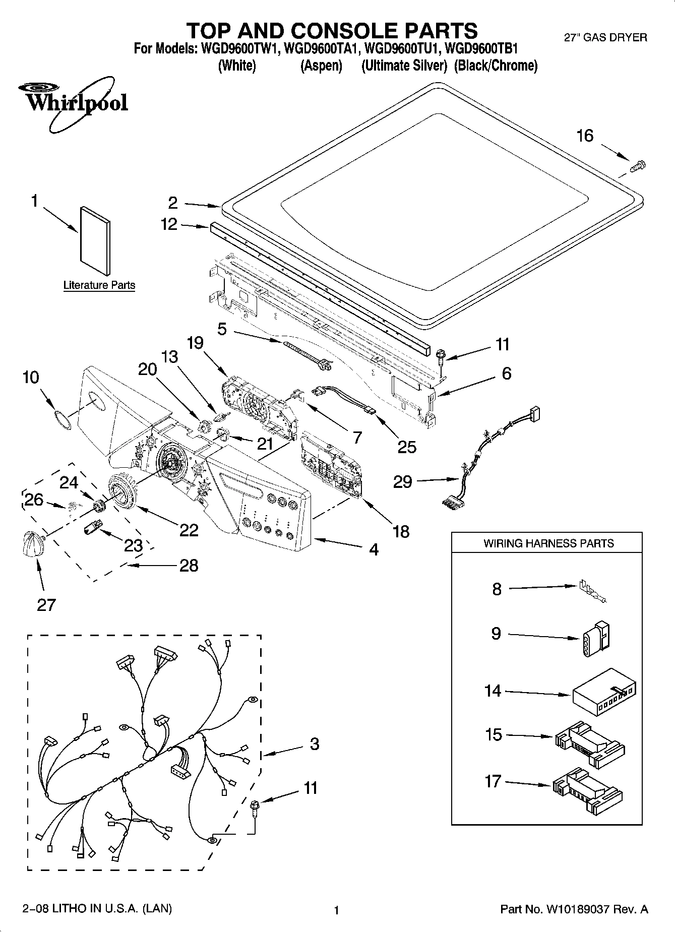 01 - TOP AND CONSOLE PARTS