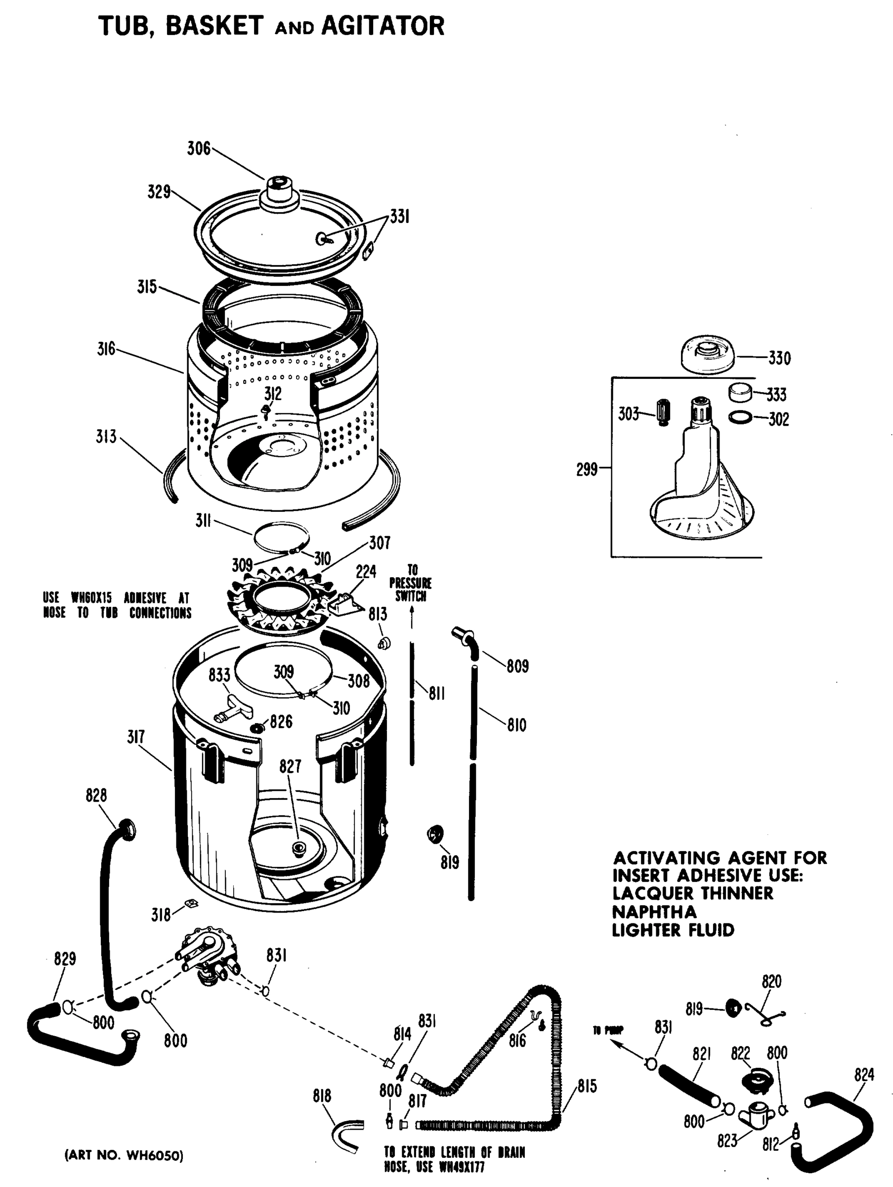 TUB, BASKET AND AGITATOR