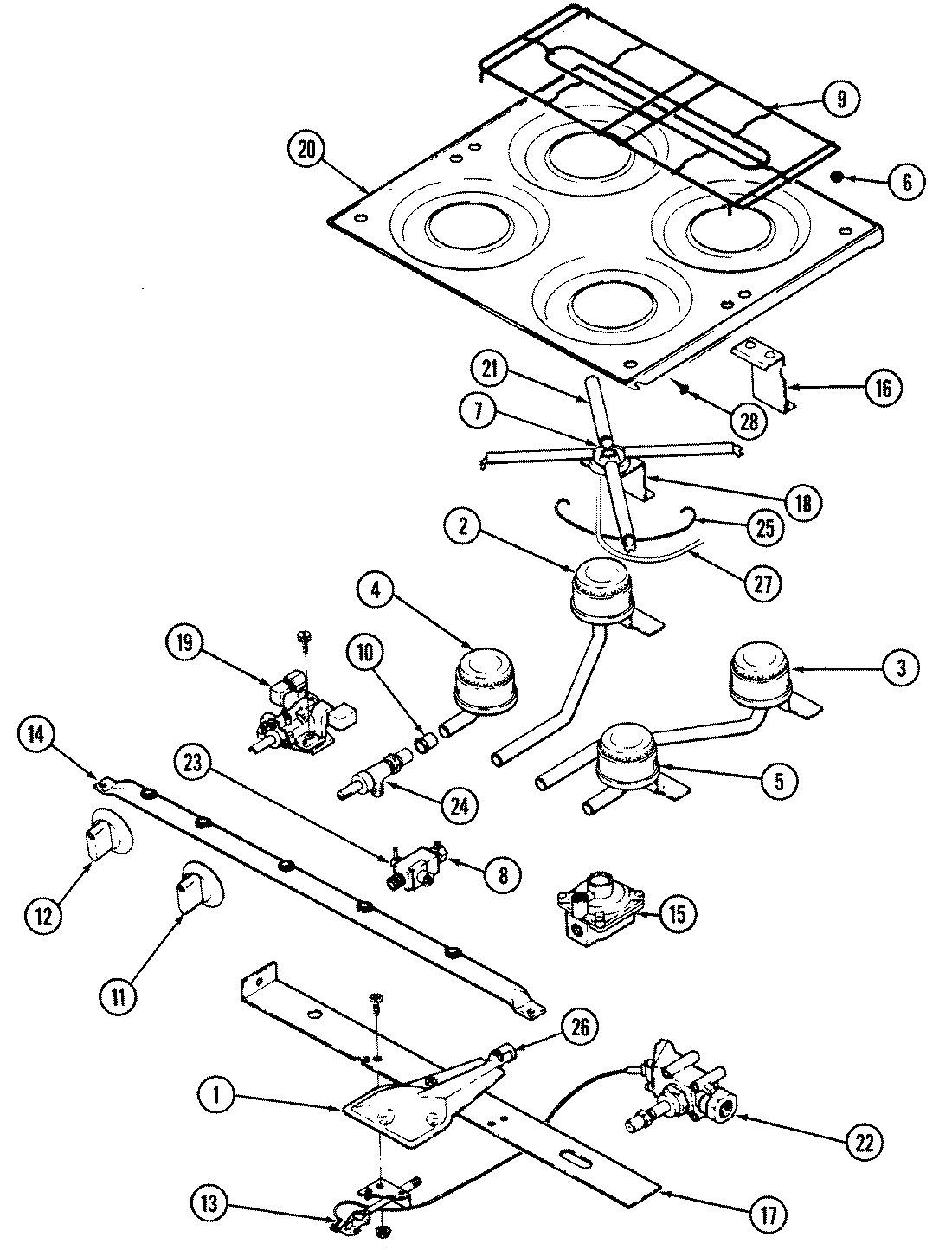 02 - MAIN TOP & BURNER ASSEMBLY