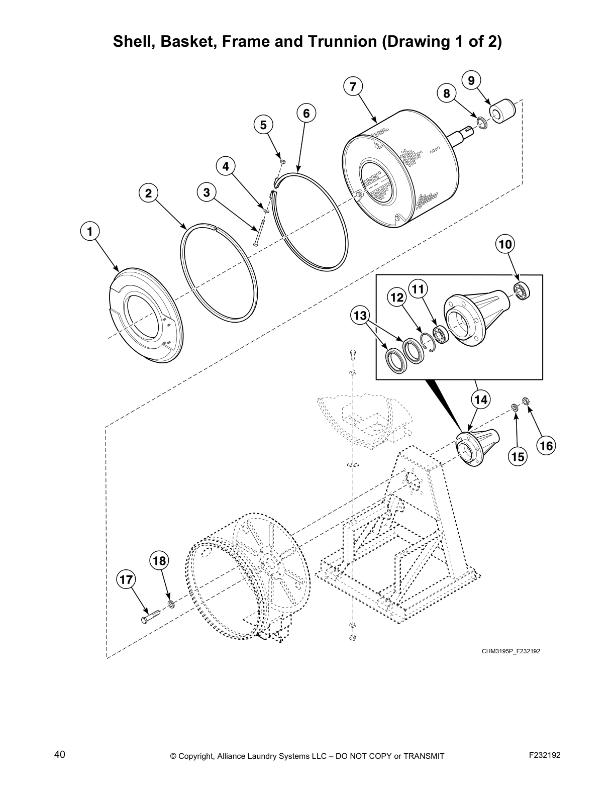Shell, Basket, Frame and Trunnion (Drawing 1 of 2)