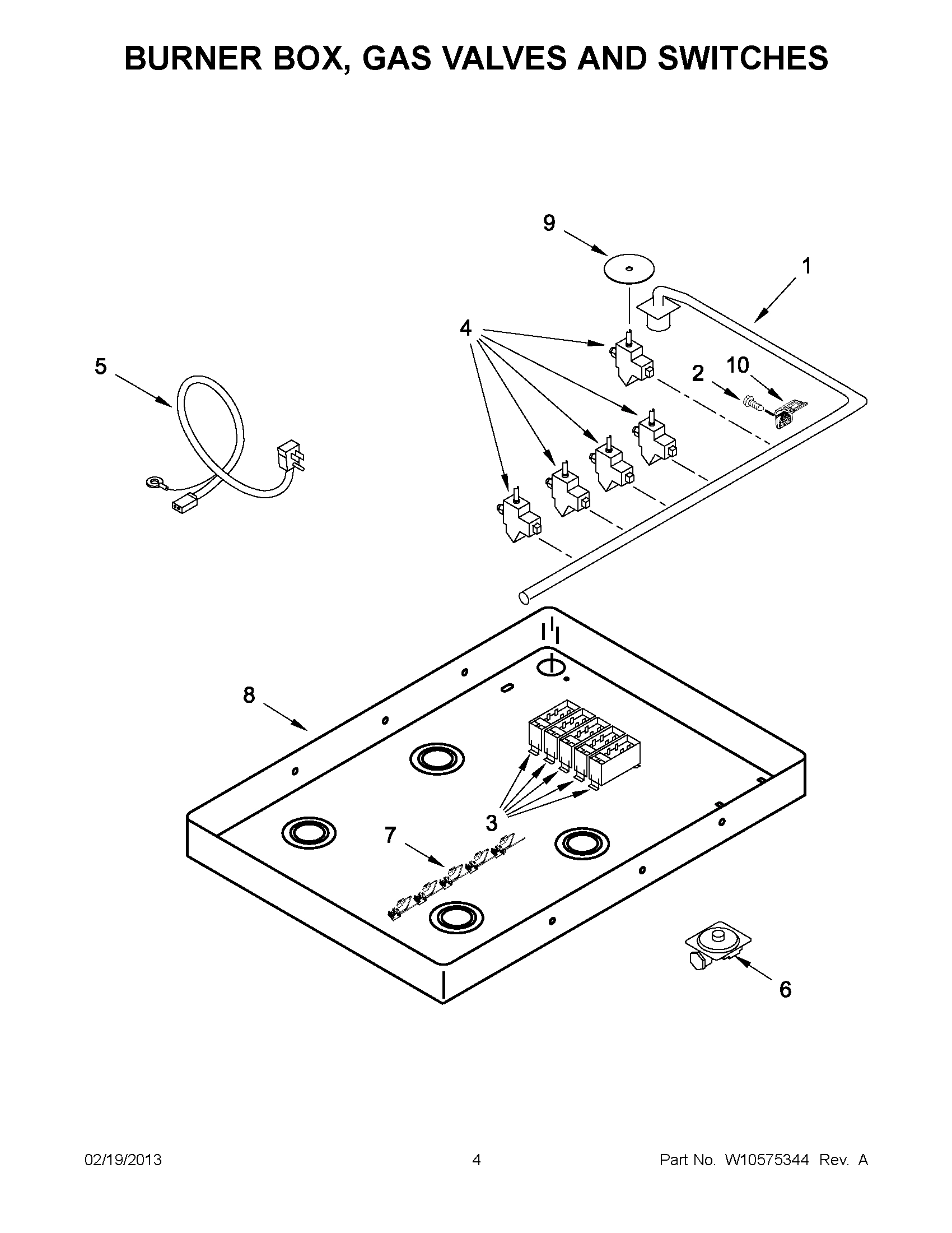 02 - BURNER BOX, GAS VALVES AND SWITCHES