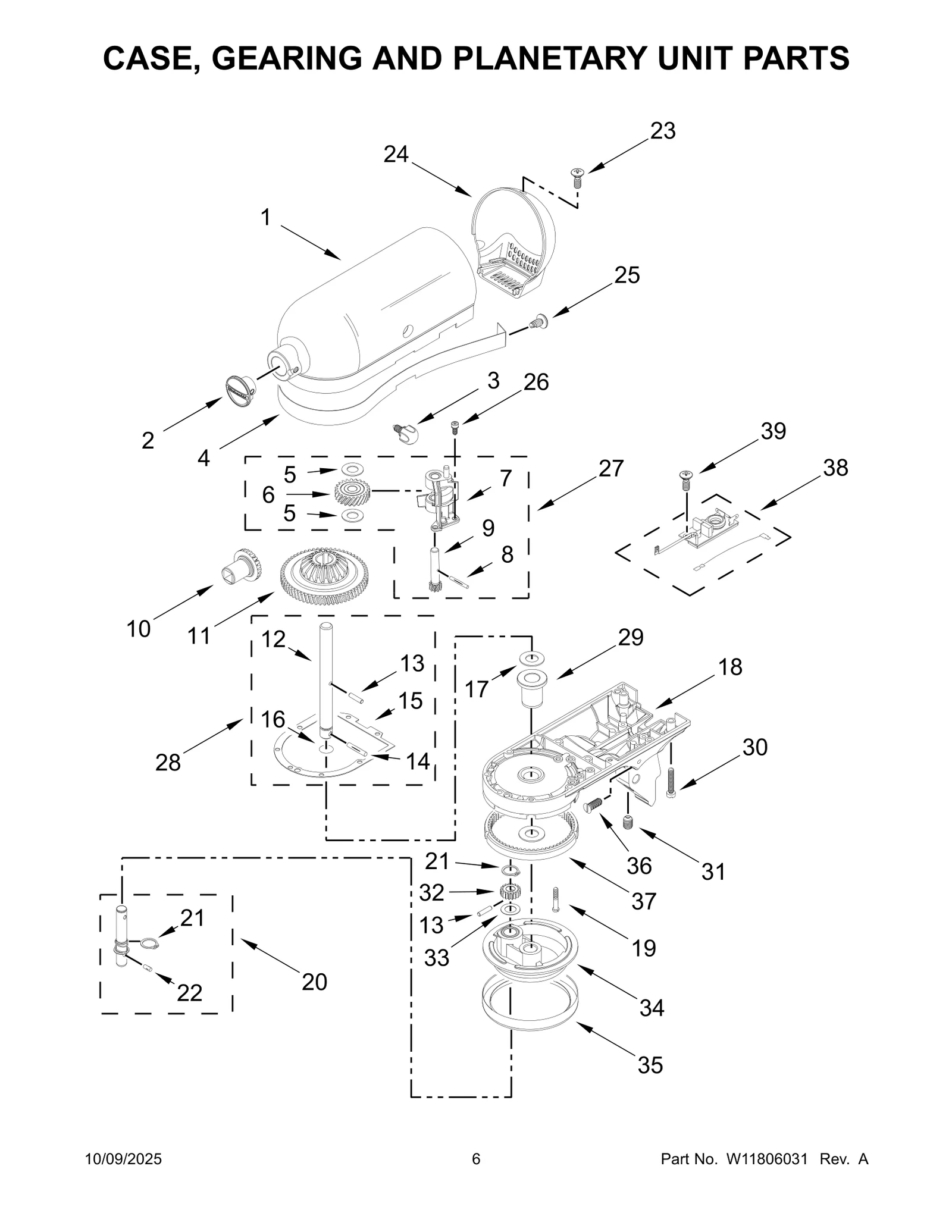 CASE, GEARING AND PLANETARY UNIT PARTS