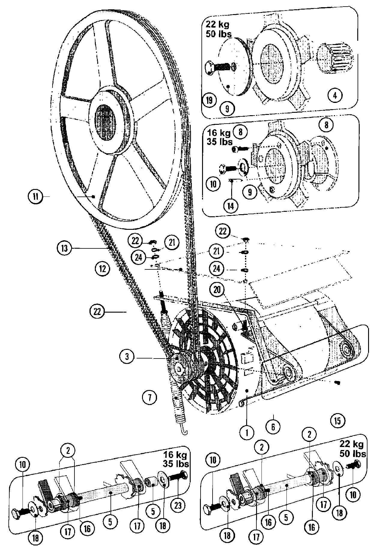 24 - MOTOR & BASKET PULLEY (SERIES 11)