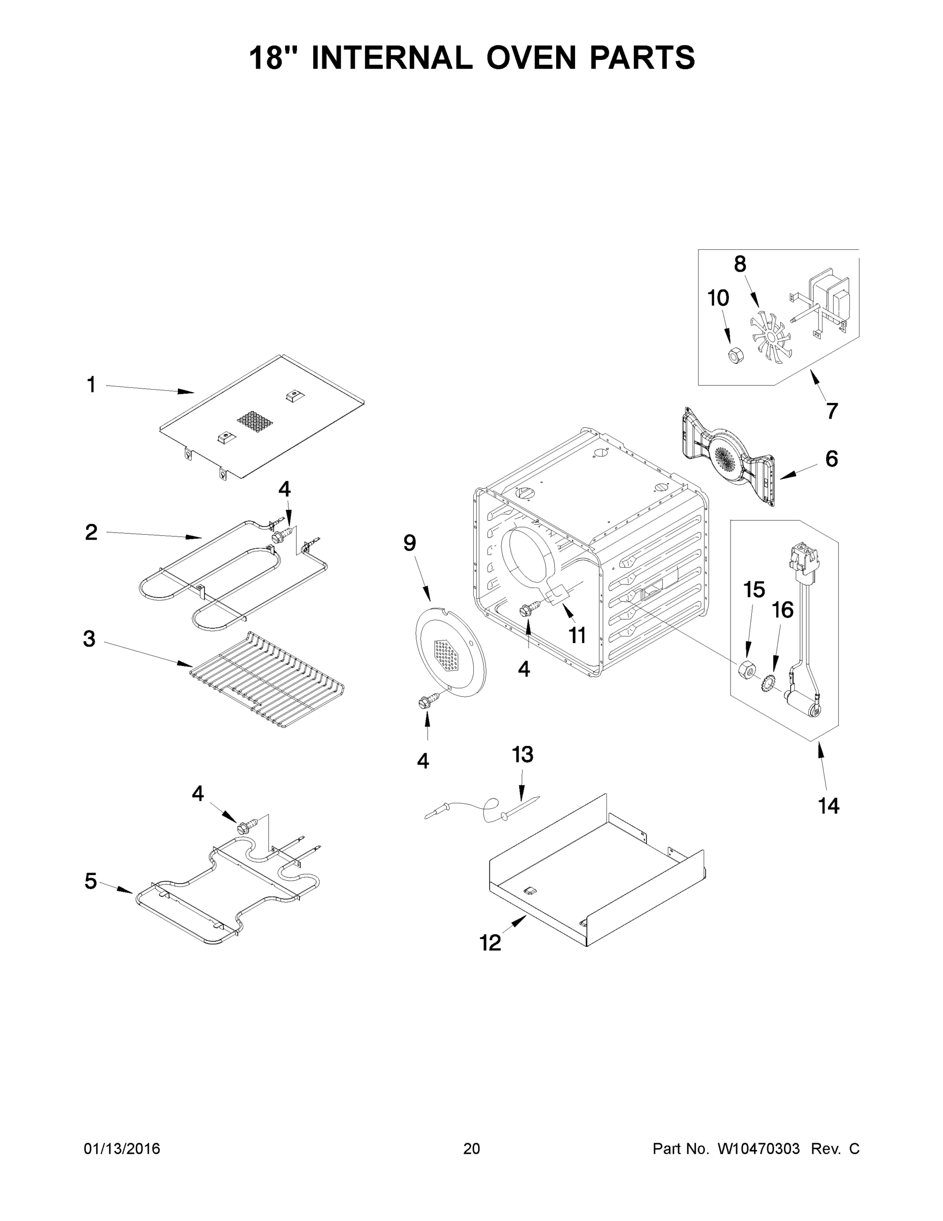 11 - 18 INCH INTERNAL OVEN PARTS