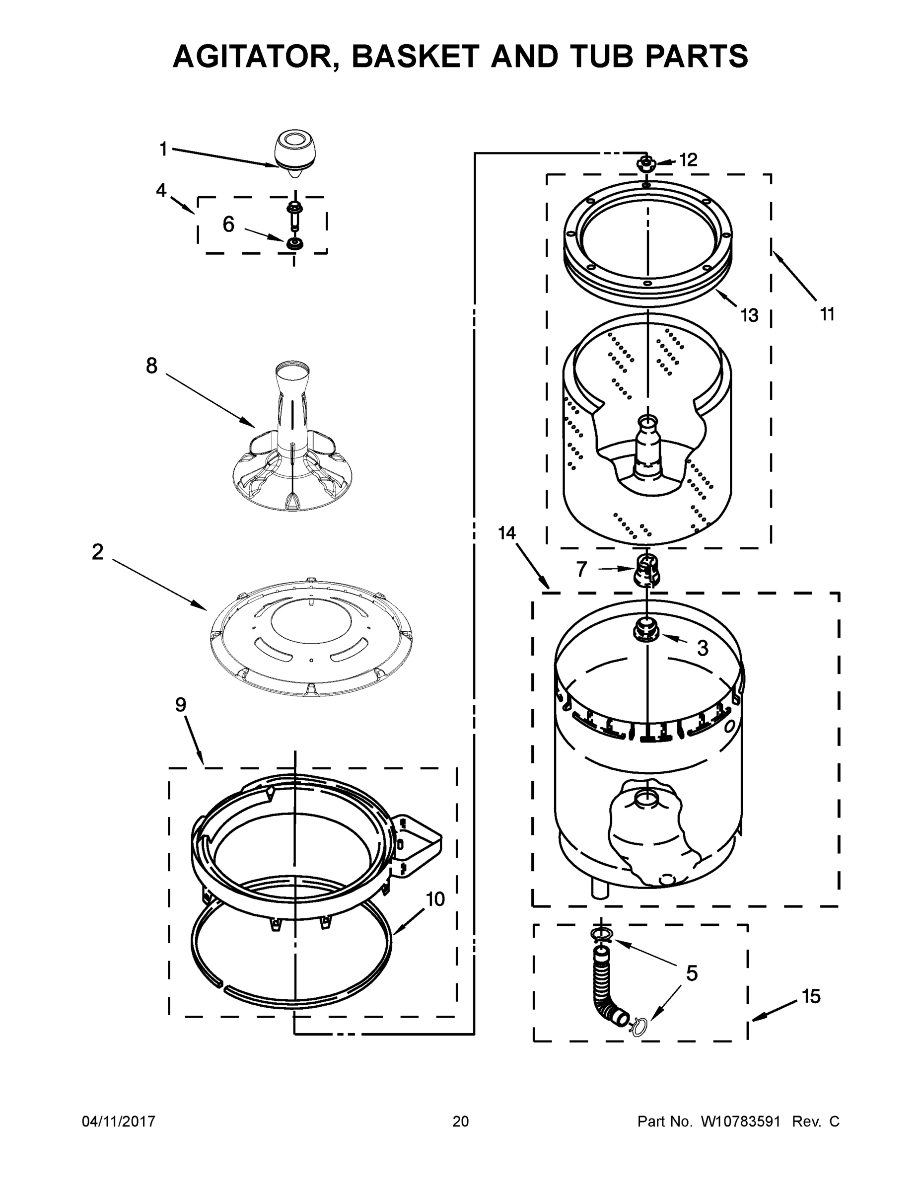 11 - AGITATOR, BASKET AND TUB PARTS