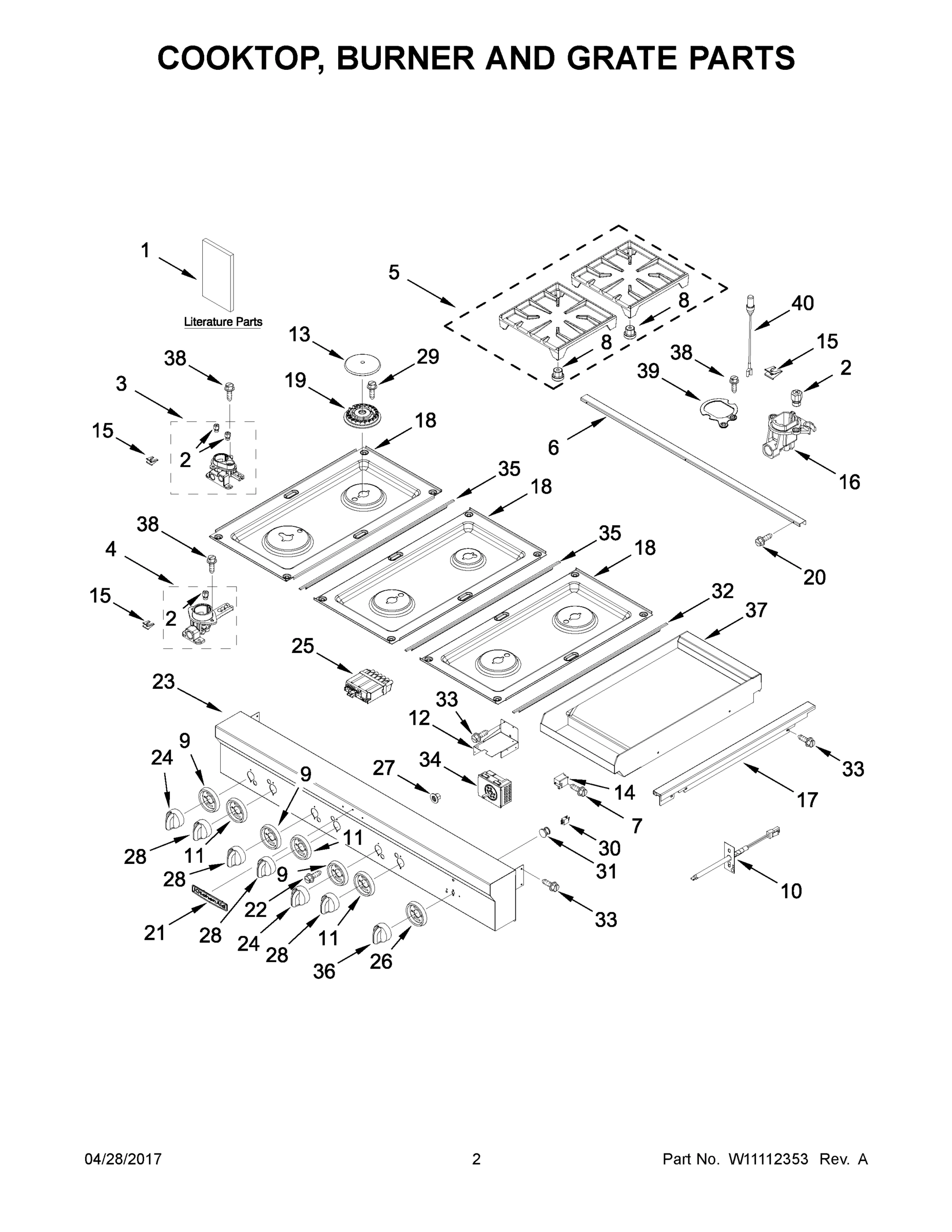 02 - COOKTOP, BURNER AND GRATE PARTS