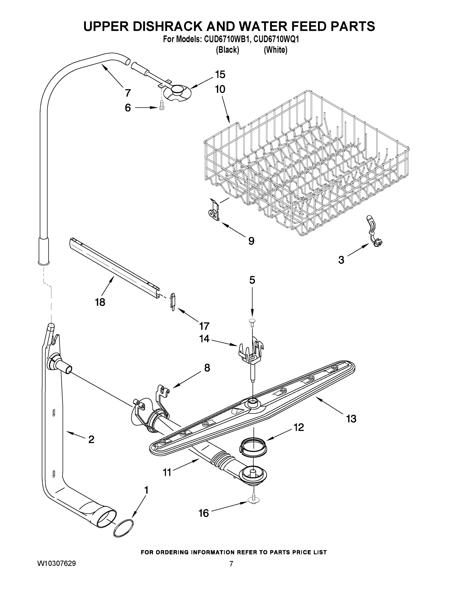 05 - UPPER DISHRACK AND WATER FEED PARTS