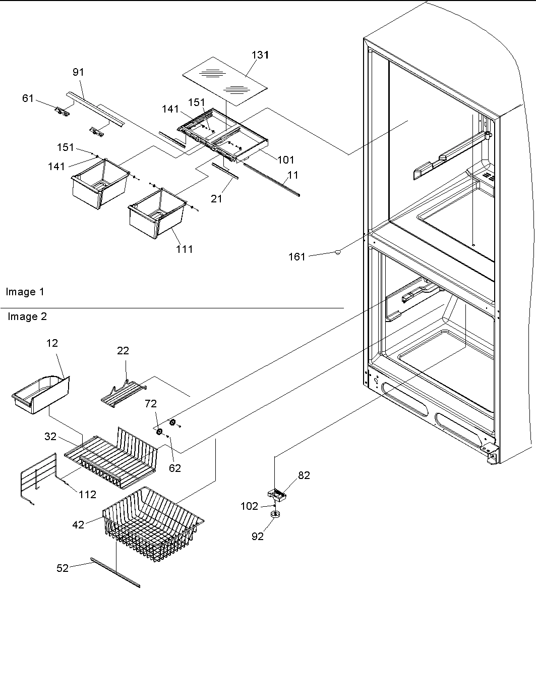 02 - Crisper Assy & Freezer Feature Assy