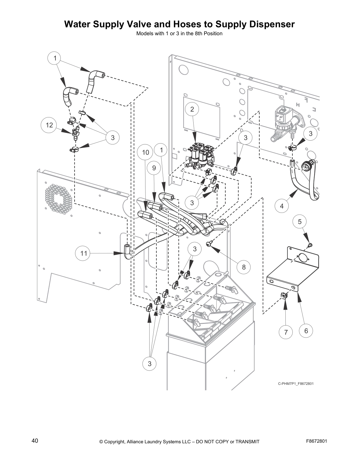 Water Supply Valve and Hoses to Supply Dispenser