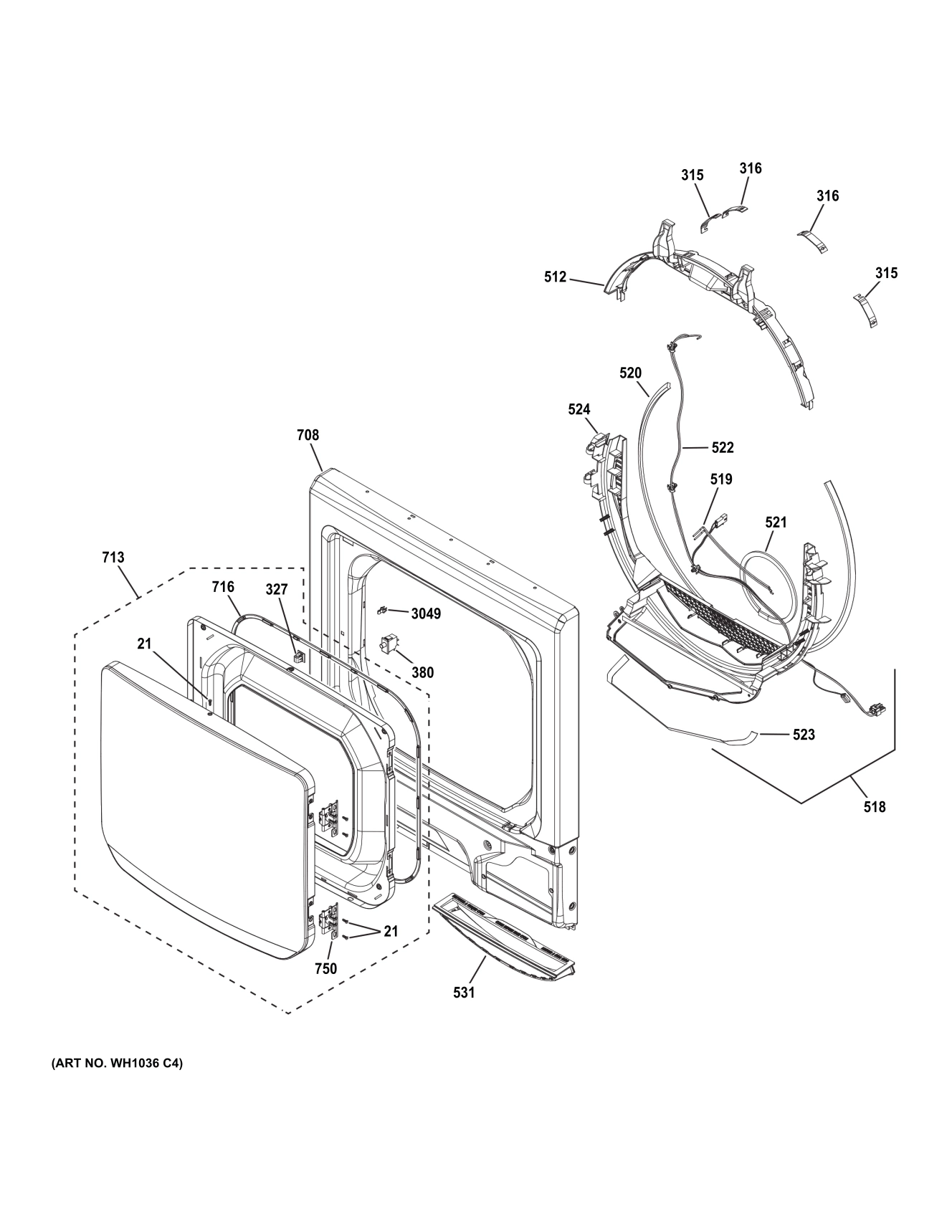DRYER FRONT PANEL & DOOR