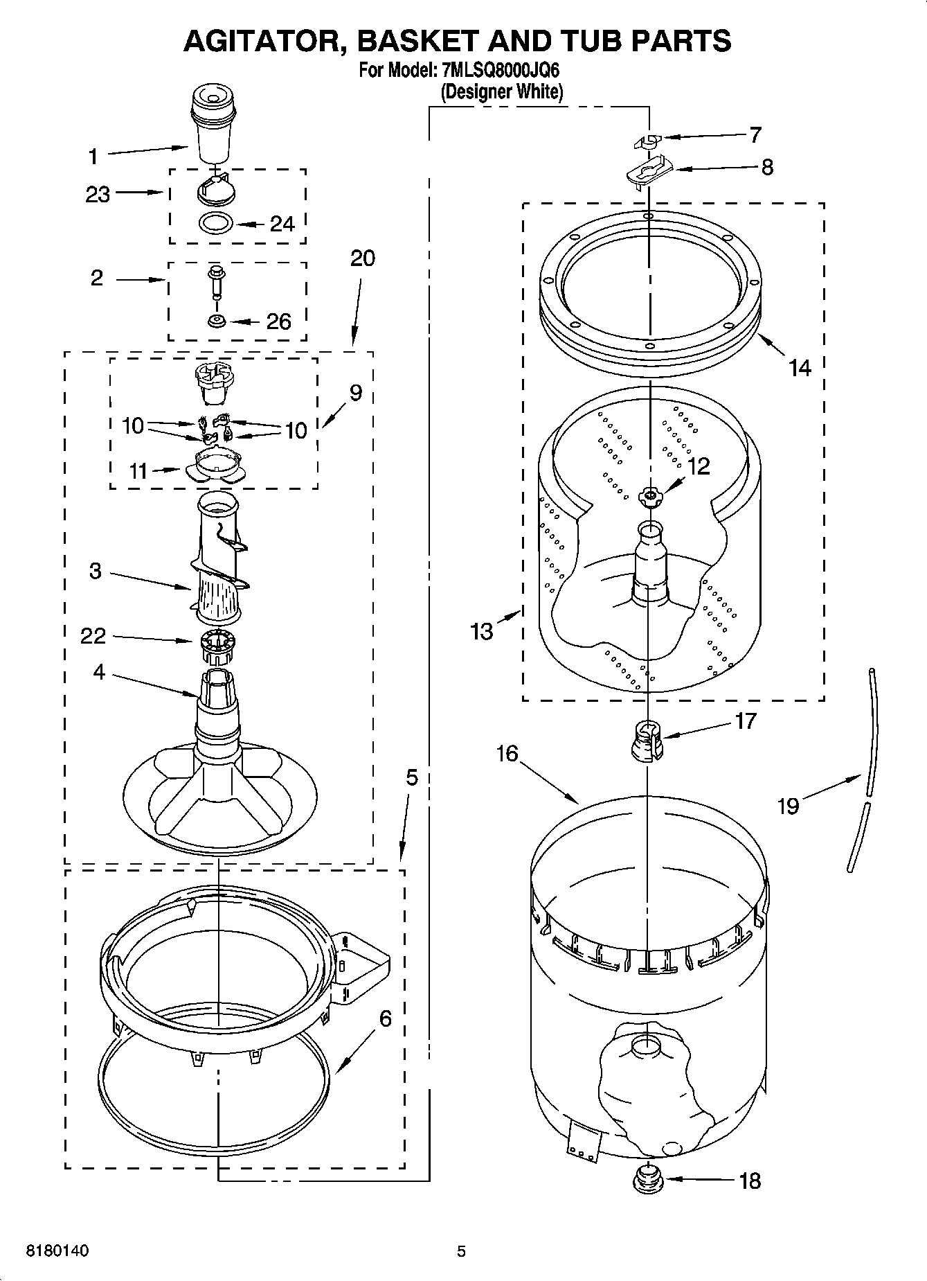 03 - AGITATOR, BASKET AND TUB PARTS