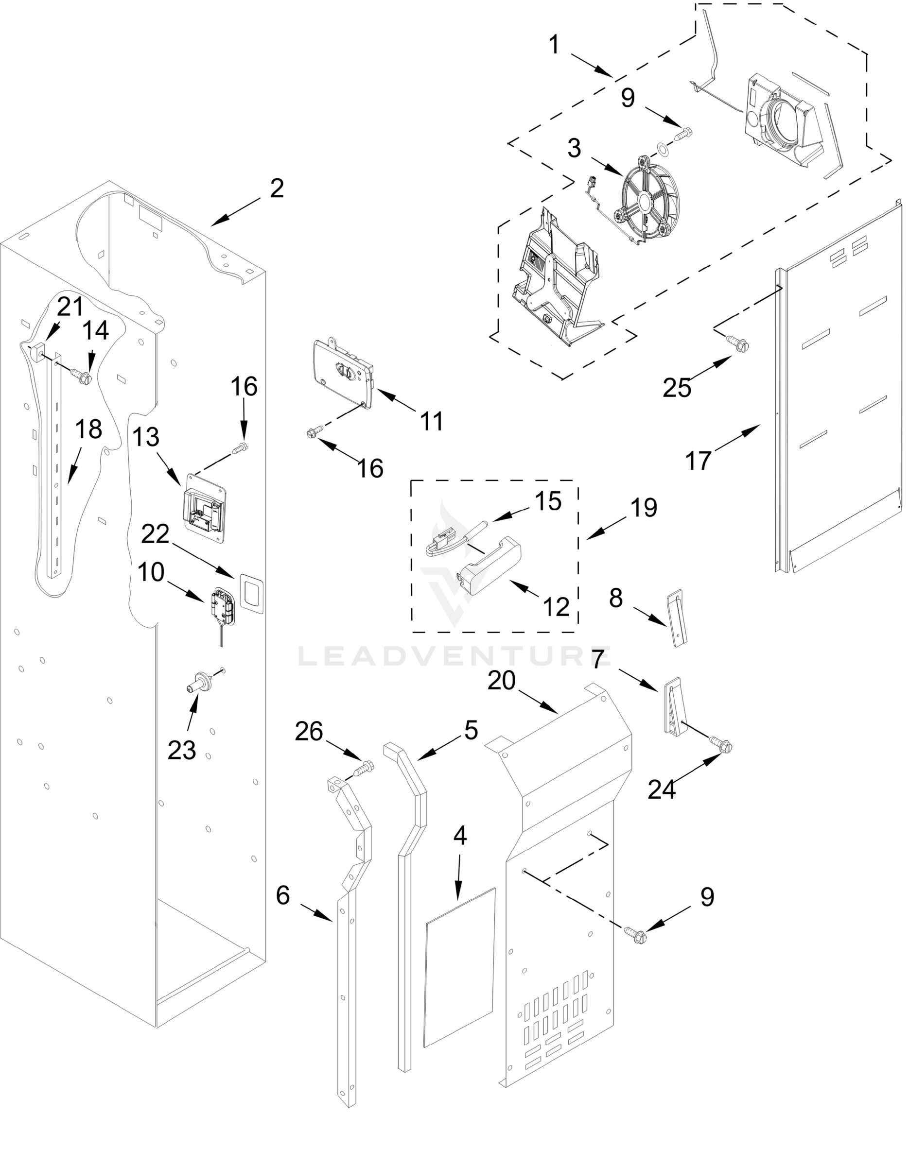 FREEZER LINER AND AIR FLOW PARTS