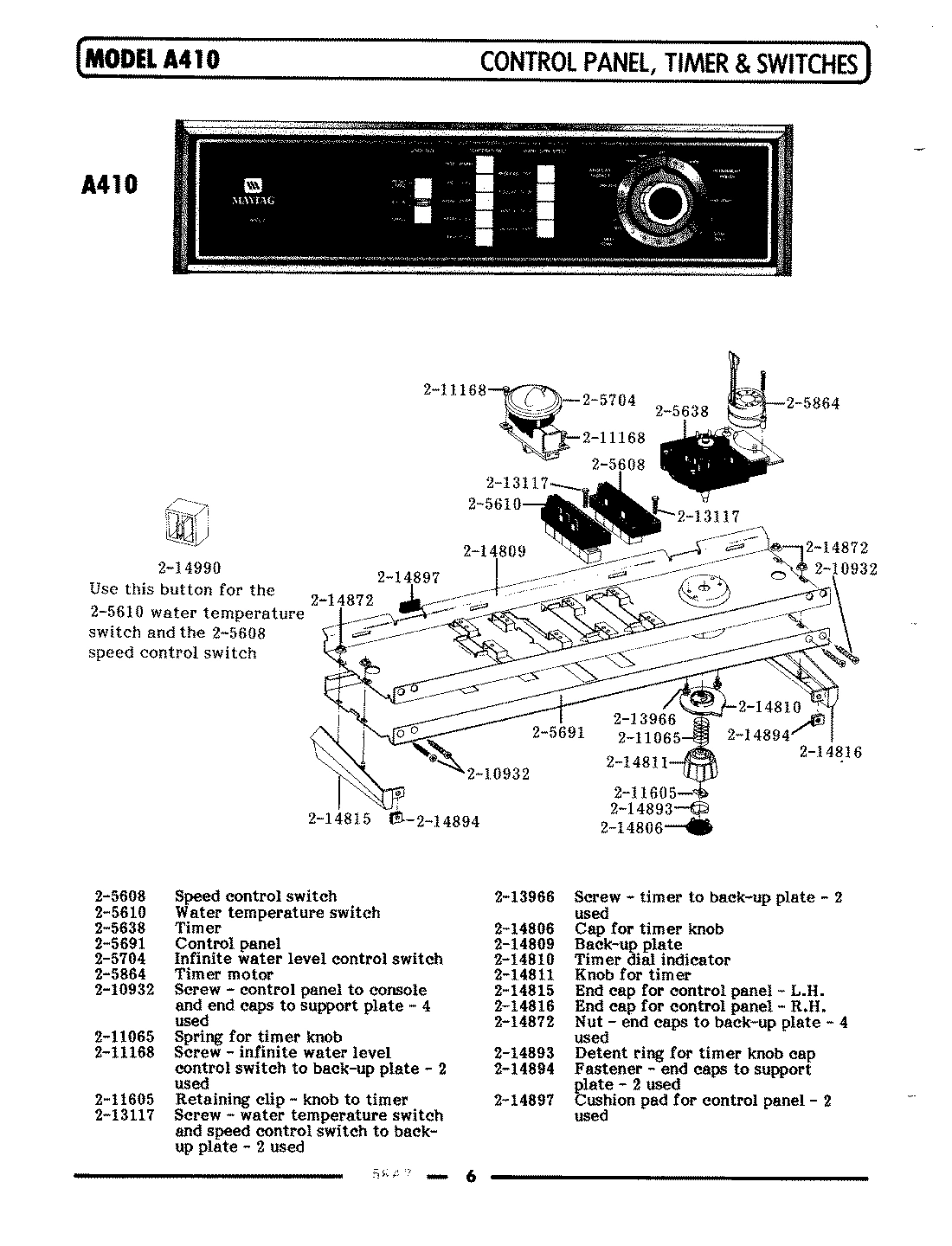 05 - CONTROL PANEL, TIMER & SWITCHES (A410)
