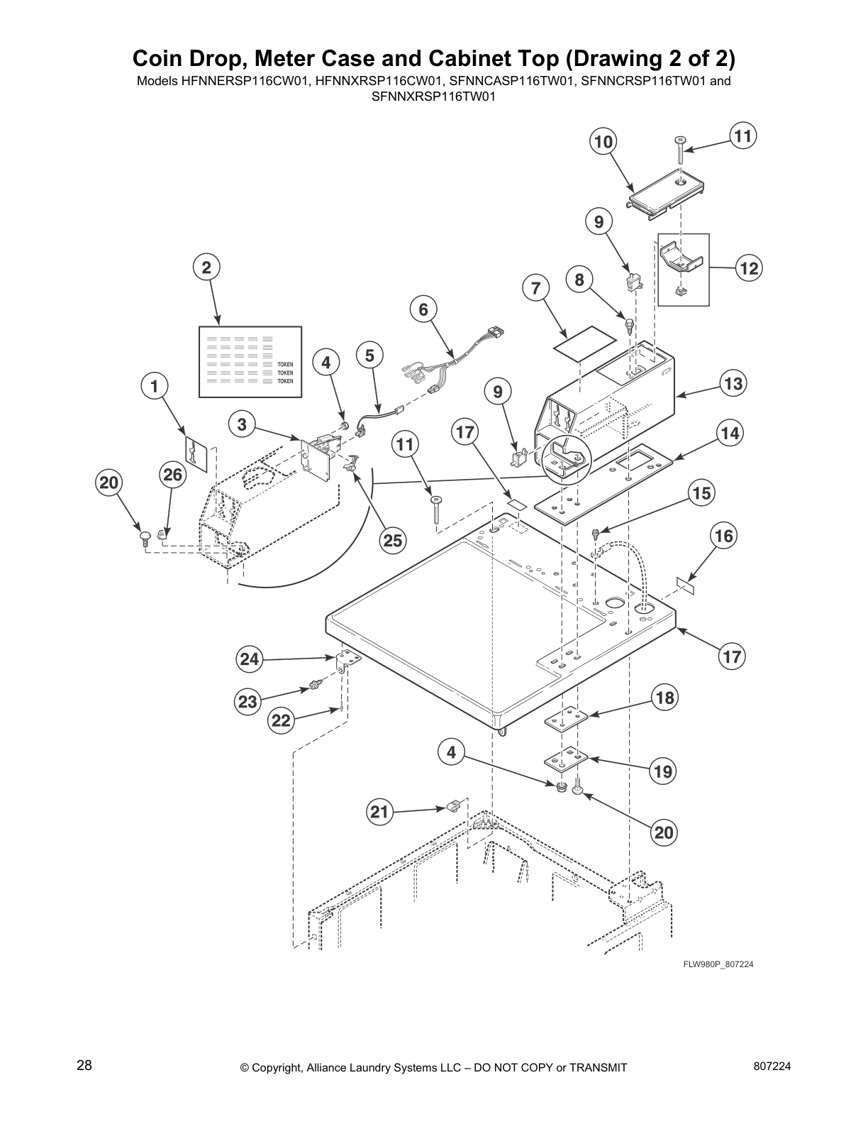 Coin Drop, Meter Case and Cabinet Top (Drawing 2 of 2)
