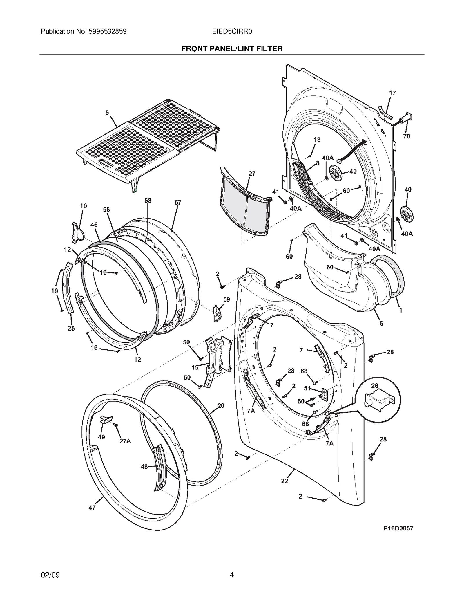 FRONT PANEL/LINT FILTER