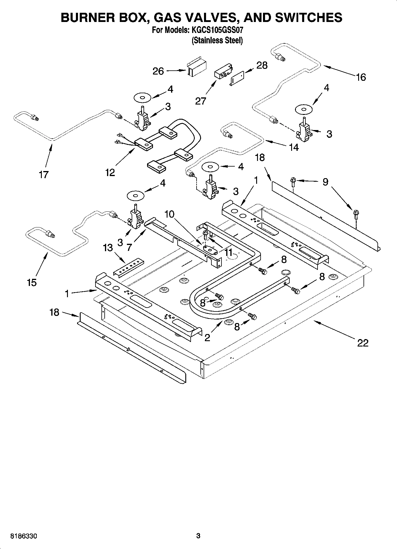 02 - BURNER BOX, GAS VALVES, AND SWITCHES, OPTIONAL PARTS