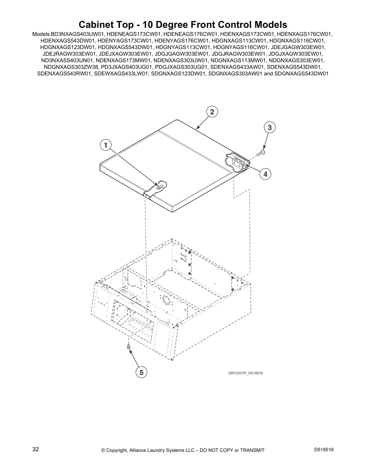 Cabinet Top - 10 Degree Front Control Models