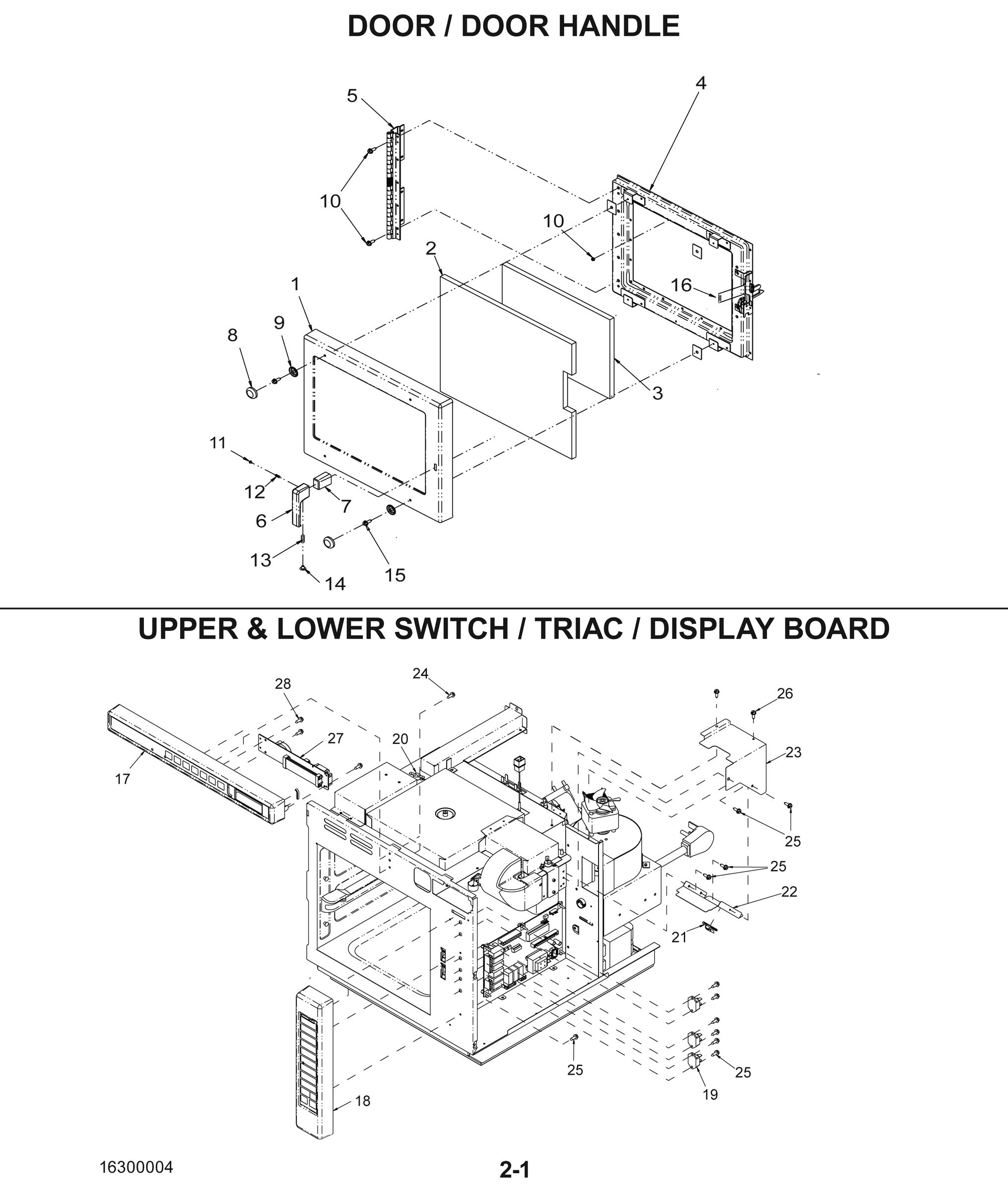 DOOR / DOOR HANDLE / UPPER & LOWER SWITCH / TRIAC / DISPLAY BOARD