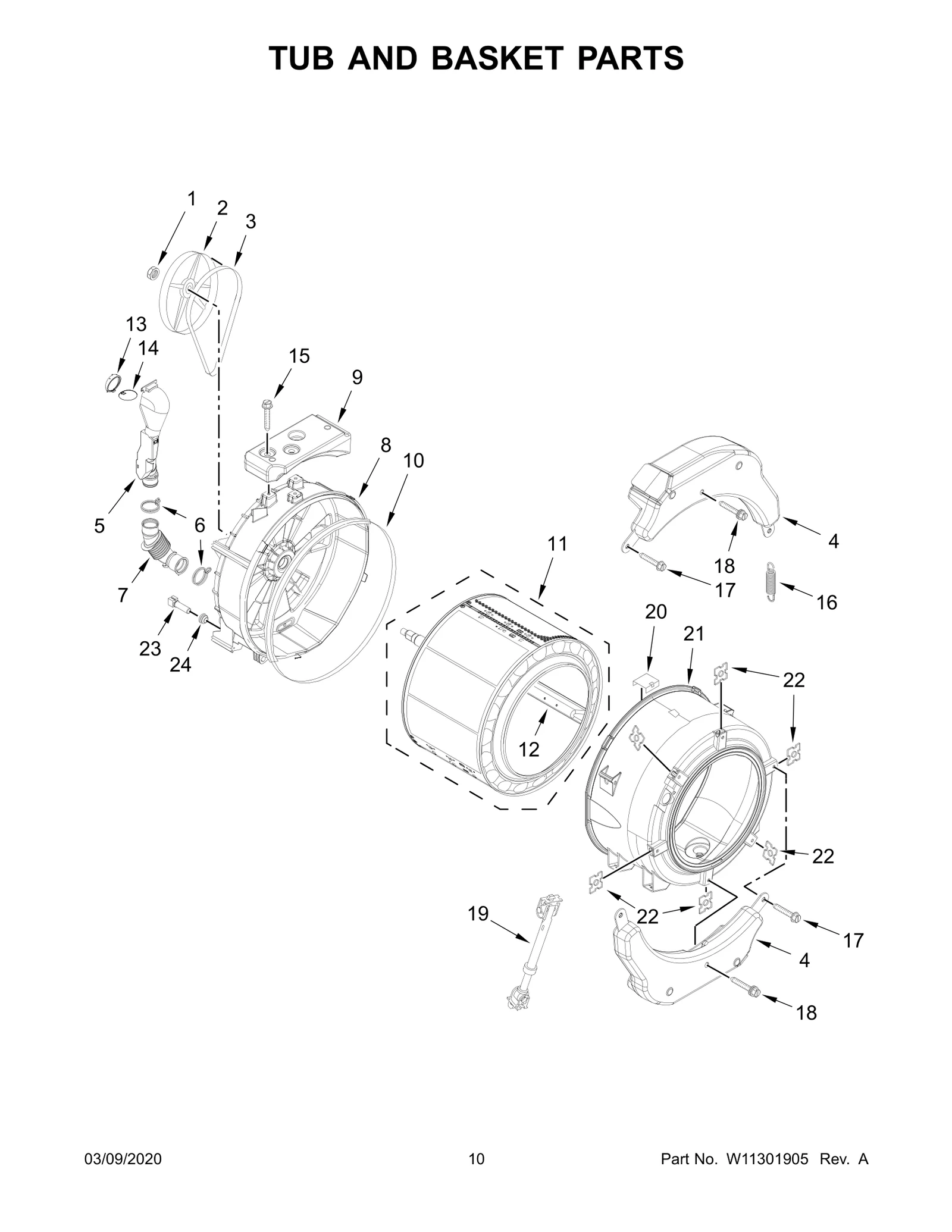 TUB AND BASKET PARTS