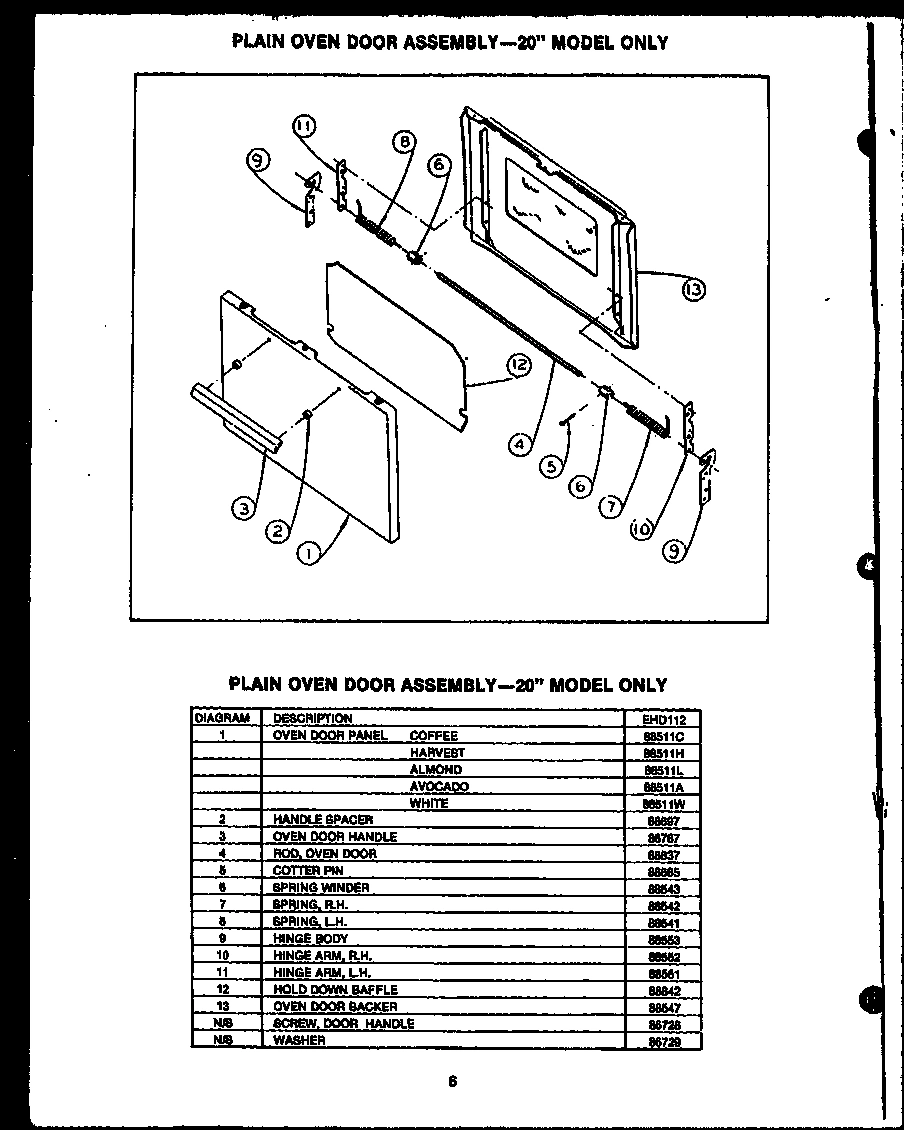 06 - PLAIN OVEN DOOR ASSY--20`` MODEL ONLY