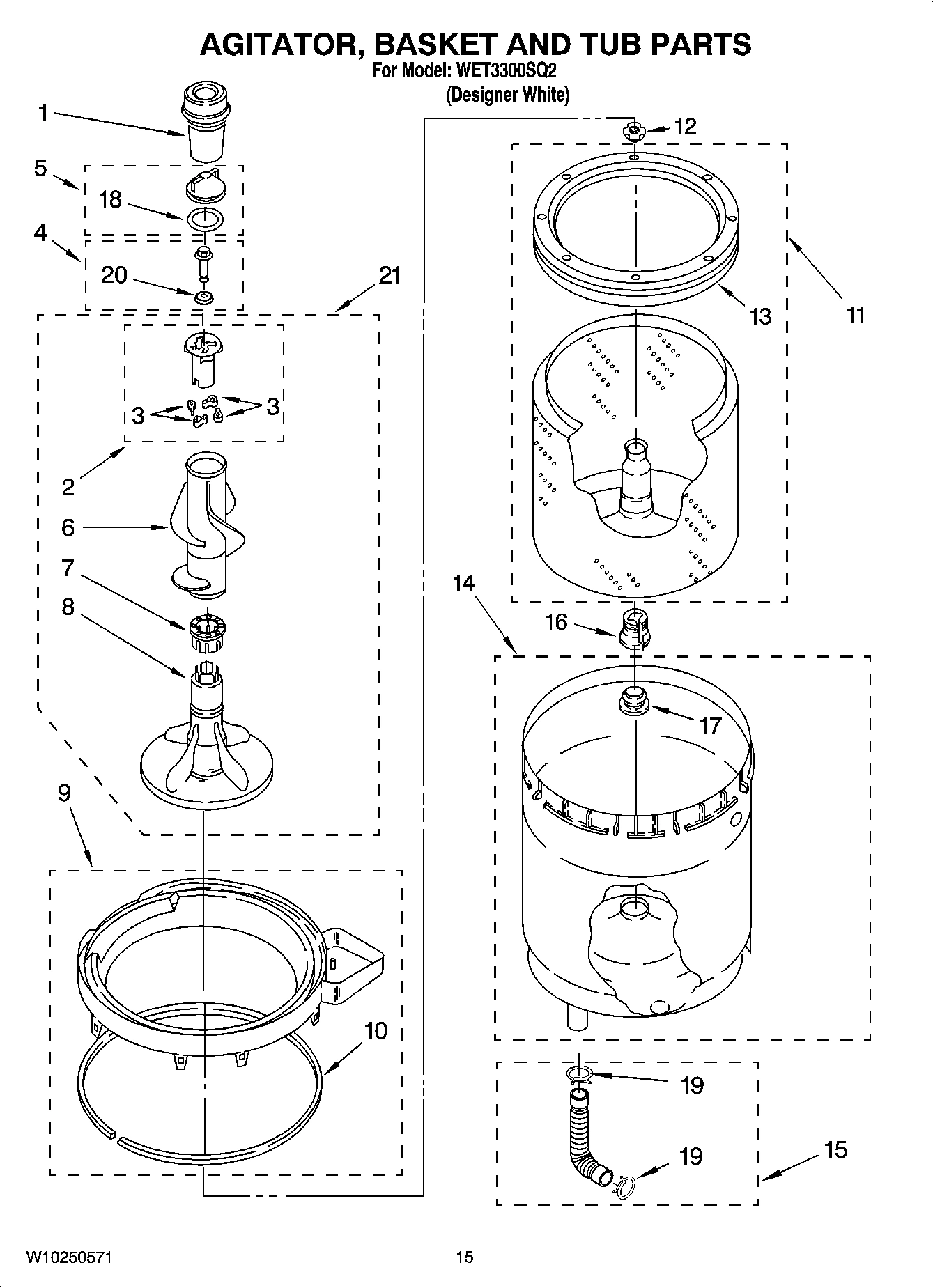 10 - AGITATOR, BASKET AND TUB PARTS