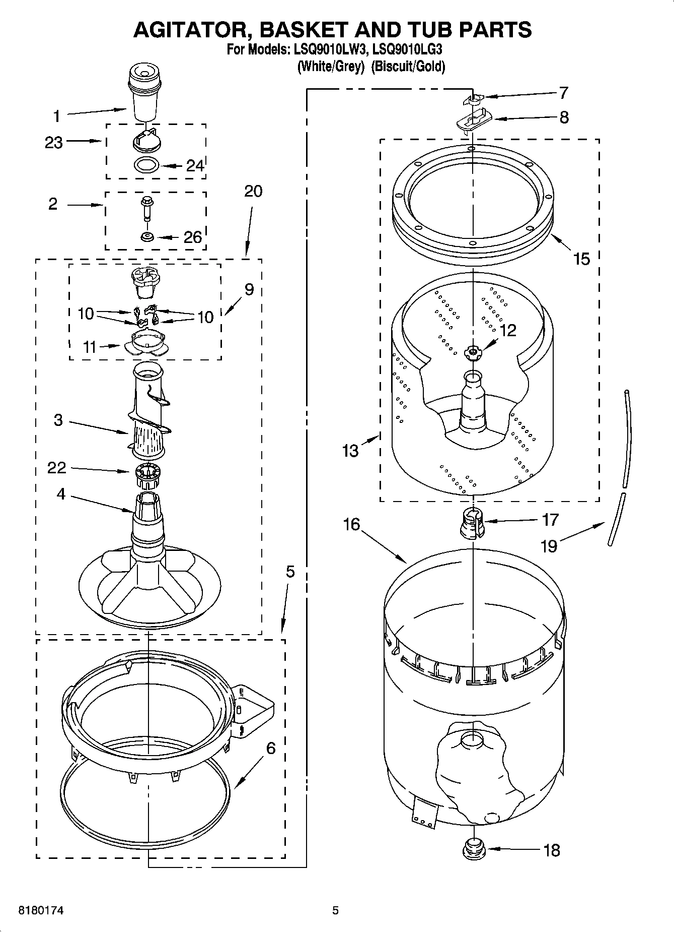 03 - AGITATOR, BASKET AND TUB PARTS