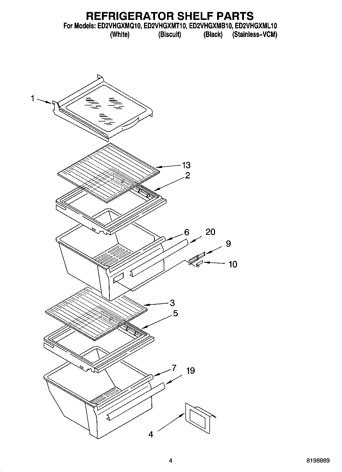 03 - REFRIGERATOR SHELF PARTS