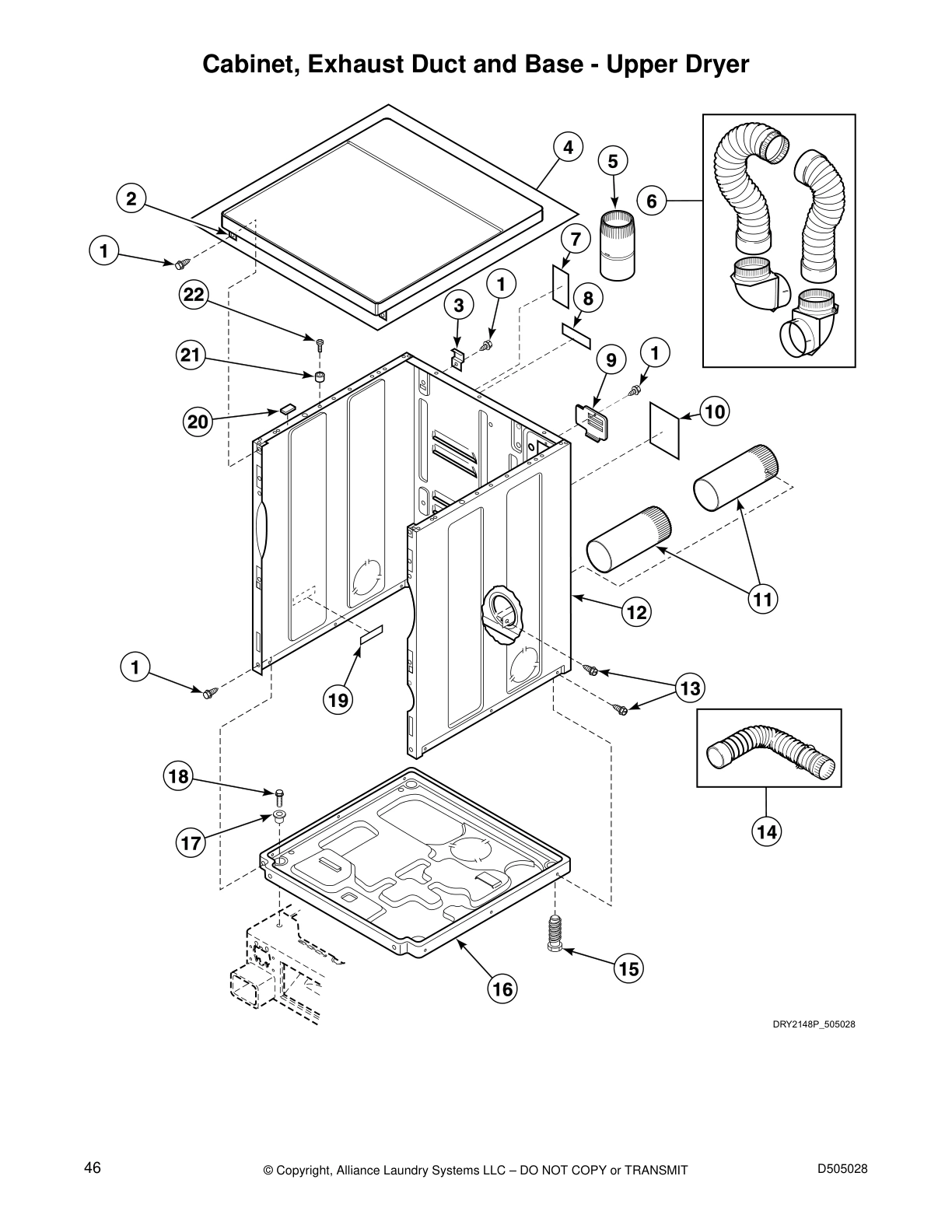 Cabinet, Exhaust Duct and Base - Upper Dryer
