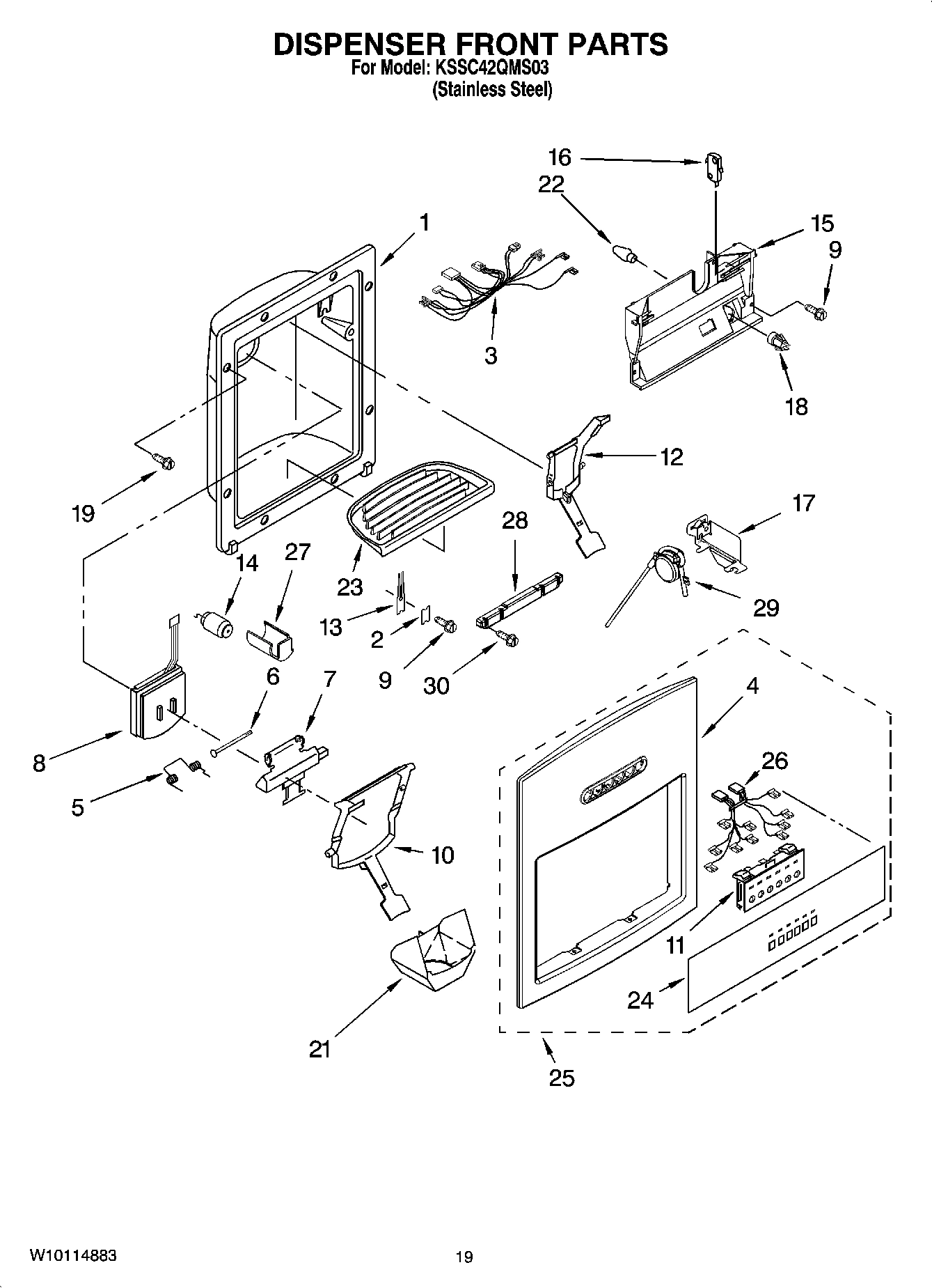 12 - DISPENSER AND FRONT PARTS