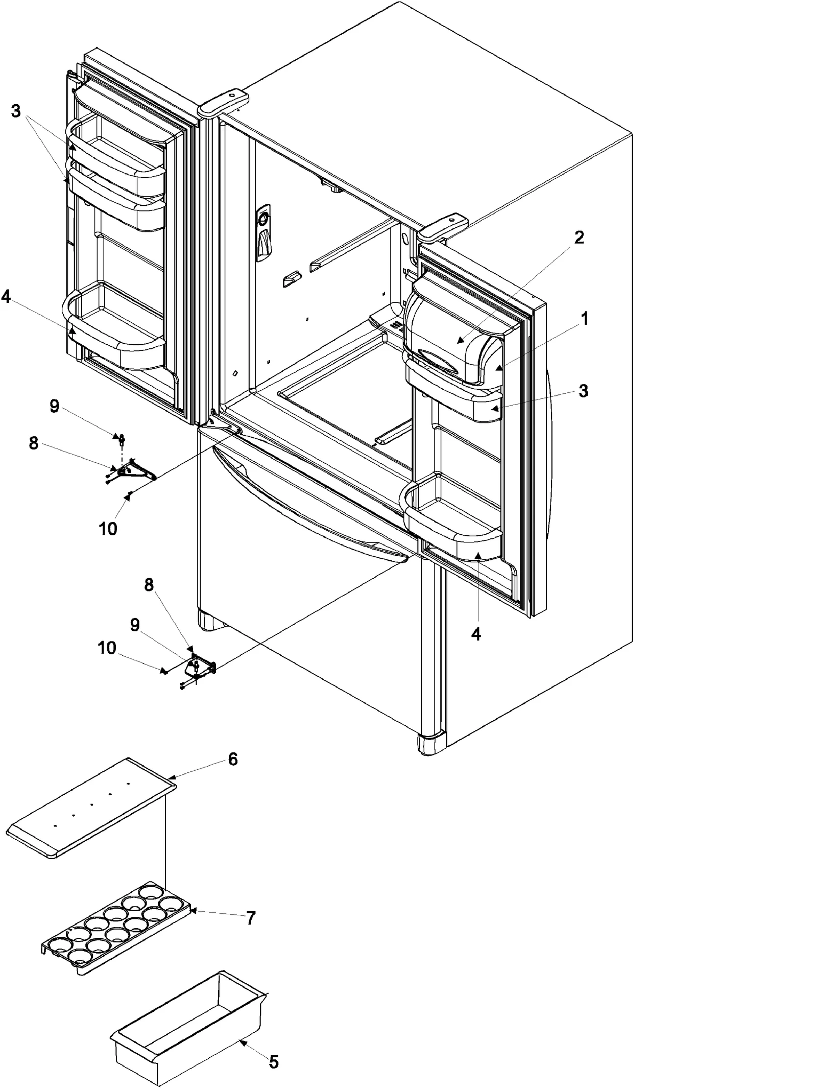 REF DR STORAGE & CENTER HINGES
