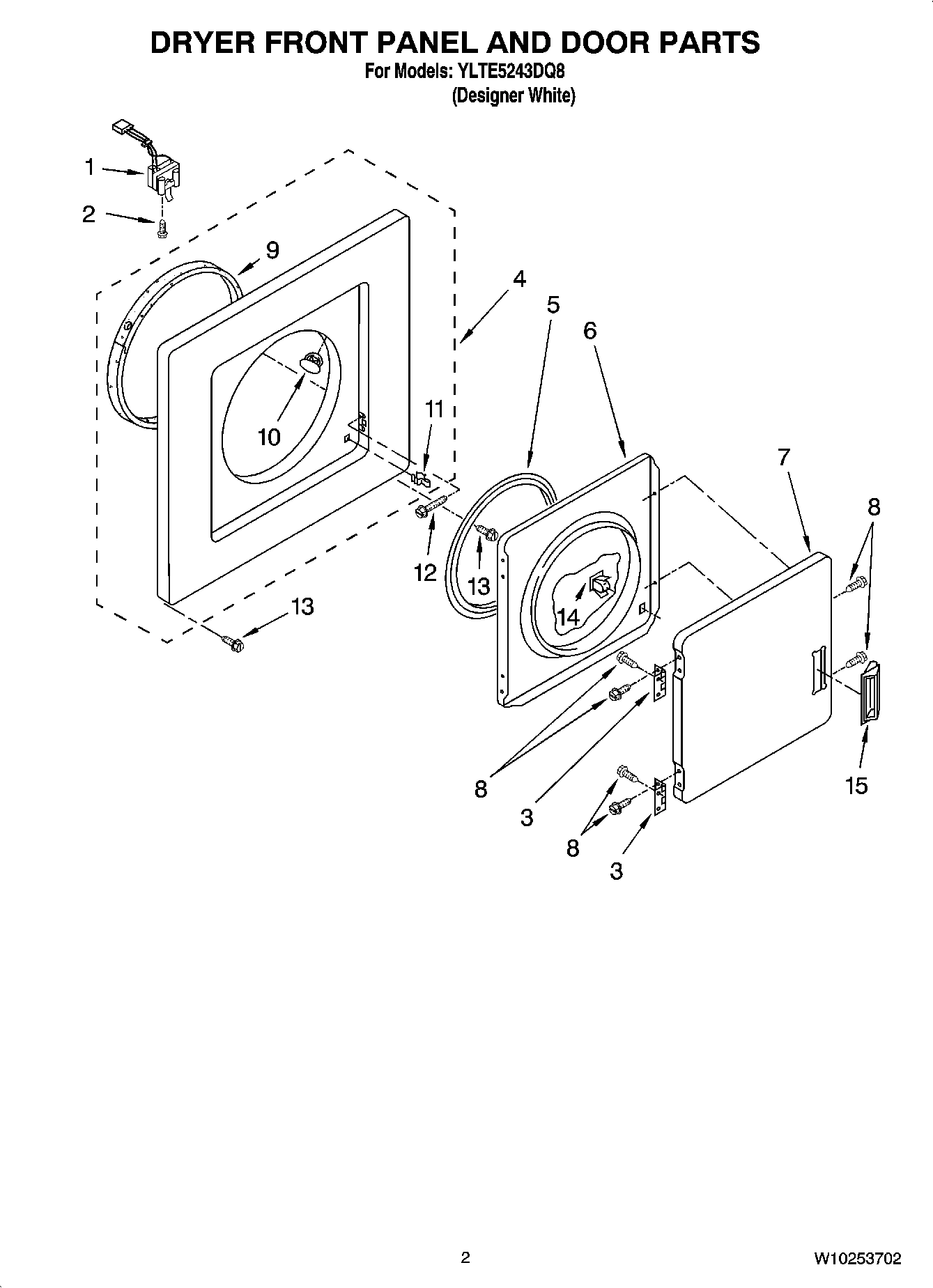 02 - DRYER FRONT PANEL AND DOOR PARTS