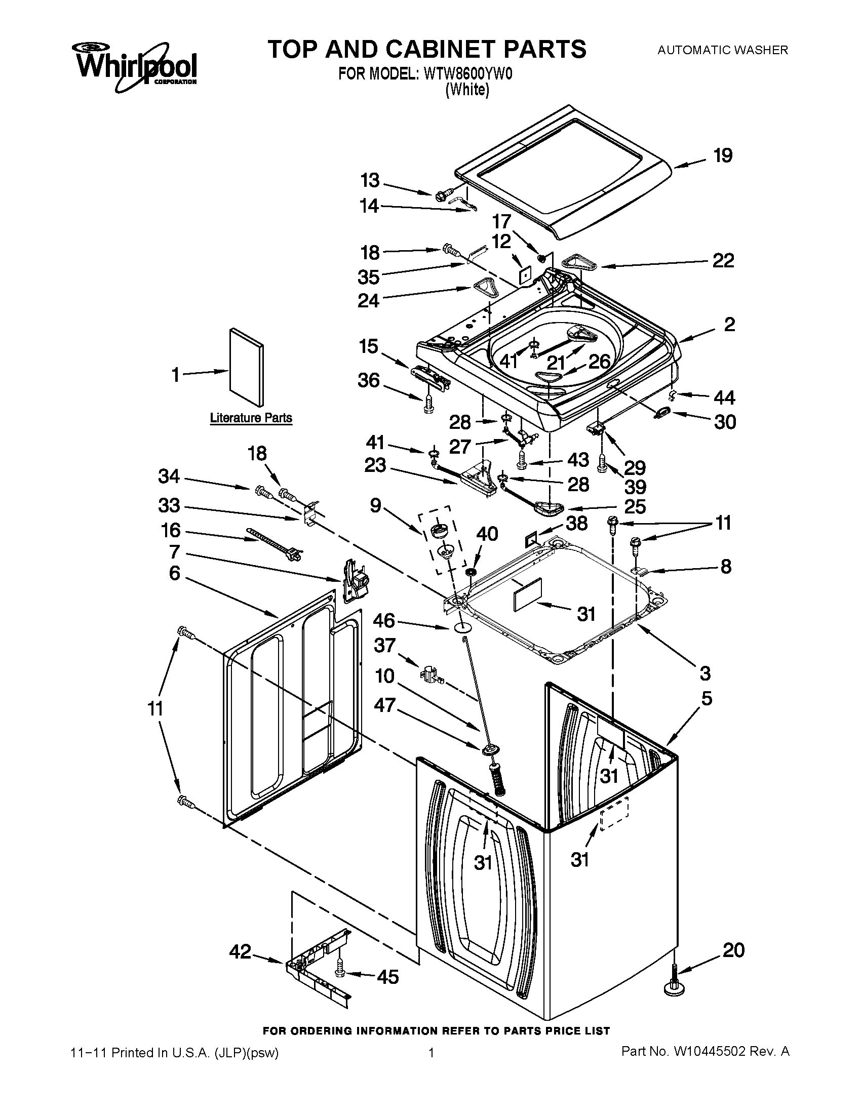 01 - TOP AND CABINET PARTS
