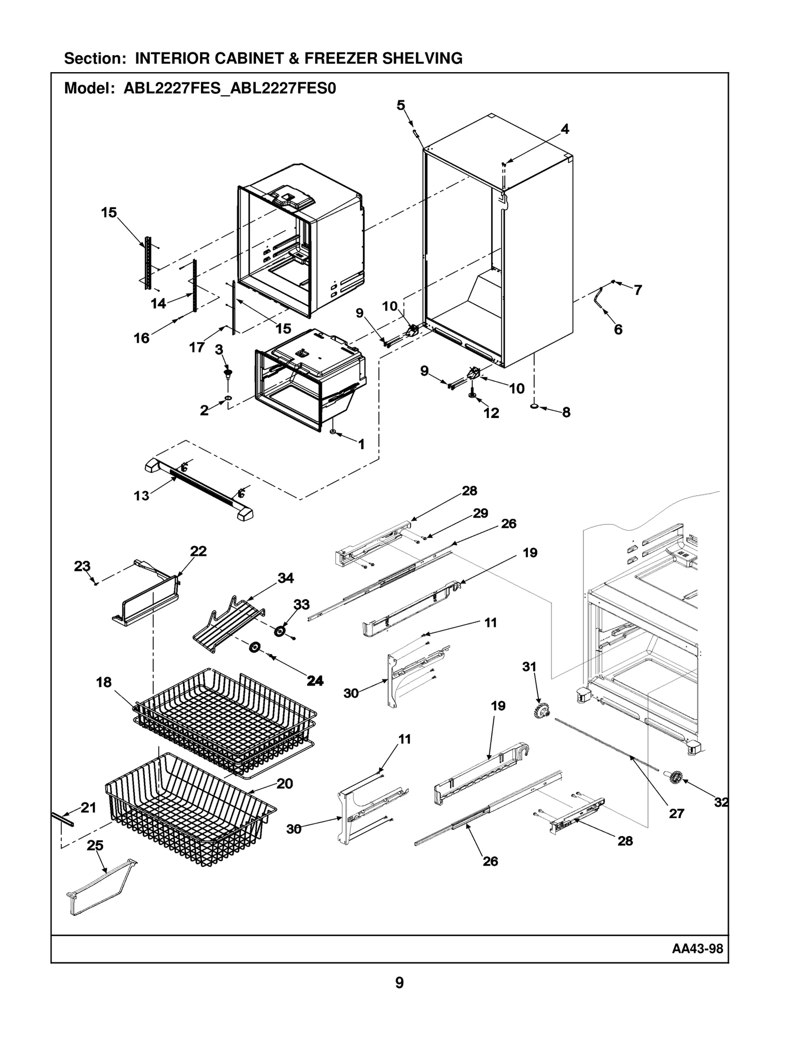 INTERIOR CABINET & FREEZER SHELVING
