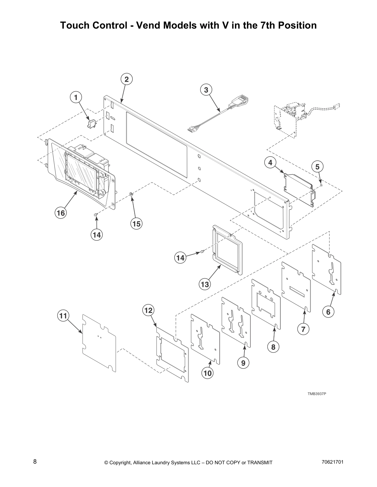 Touch Control - Vend Models with V in the 7th Position